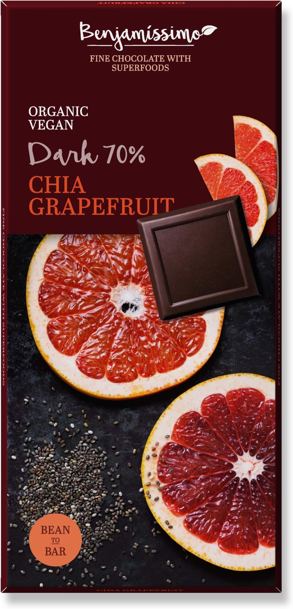 BenjamissimoOrganic Chocolate Chia Grapefruit Dark 70% 70g