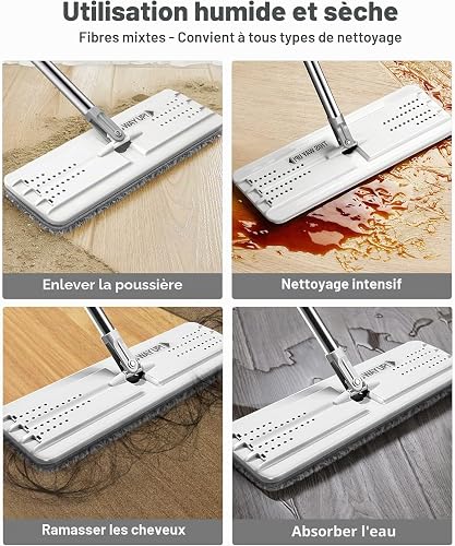 JOYMOOP Mop and Bucket with Wringer Set, Hands Free Flat Floor Mop and Bucket, with 3 Washable Microfiber Pads, Wet and Dry Use, Floor Cleaning System - 7