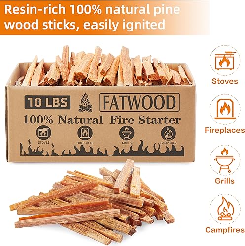Miniatura 3 de Palitos de inicio de fuego de madera de grasa de 5 libras, 100 % natural para estufas, madera de pino para chimeneas, fogatas, fogatas, fogatas,