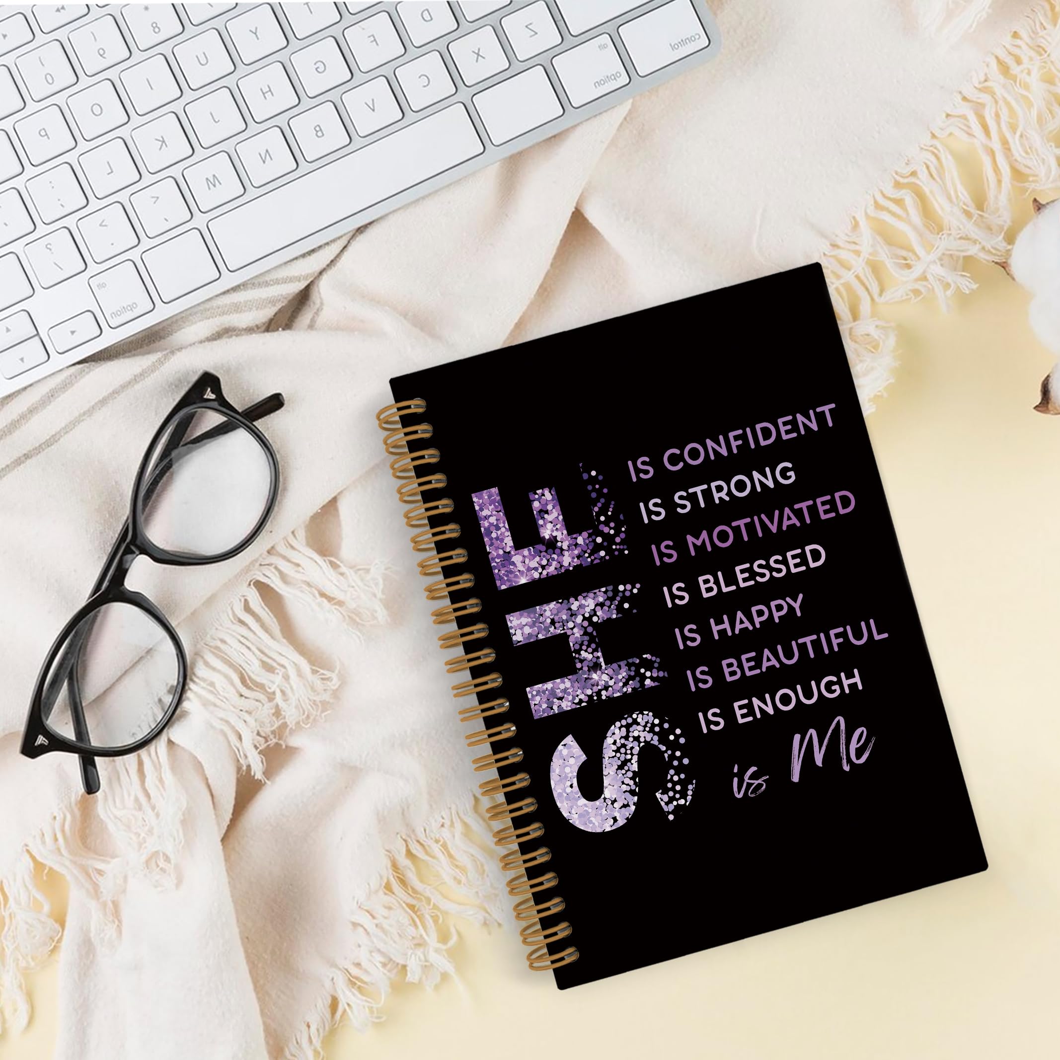 She Is Me Affirmations - Cuaderno en espiral con texto en inglés "She Is Me Affirmations", cuaderno inspirador para el cuidado personal, cuadernos de amor propio para el trabajo escolar