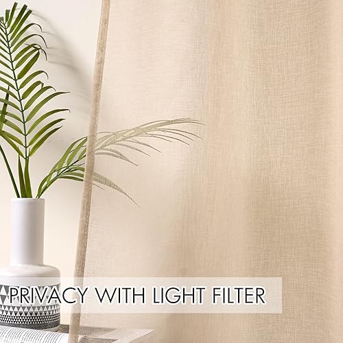 Miniatura 5 de MIULEE - Cortinas transparentes para ventana (2 paneles). Cortinas elegantes., Poliéster & Mezcla de poliéster, Marrón