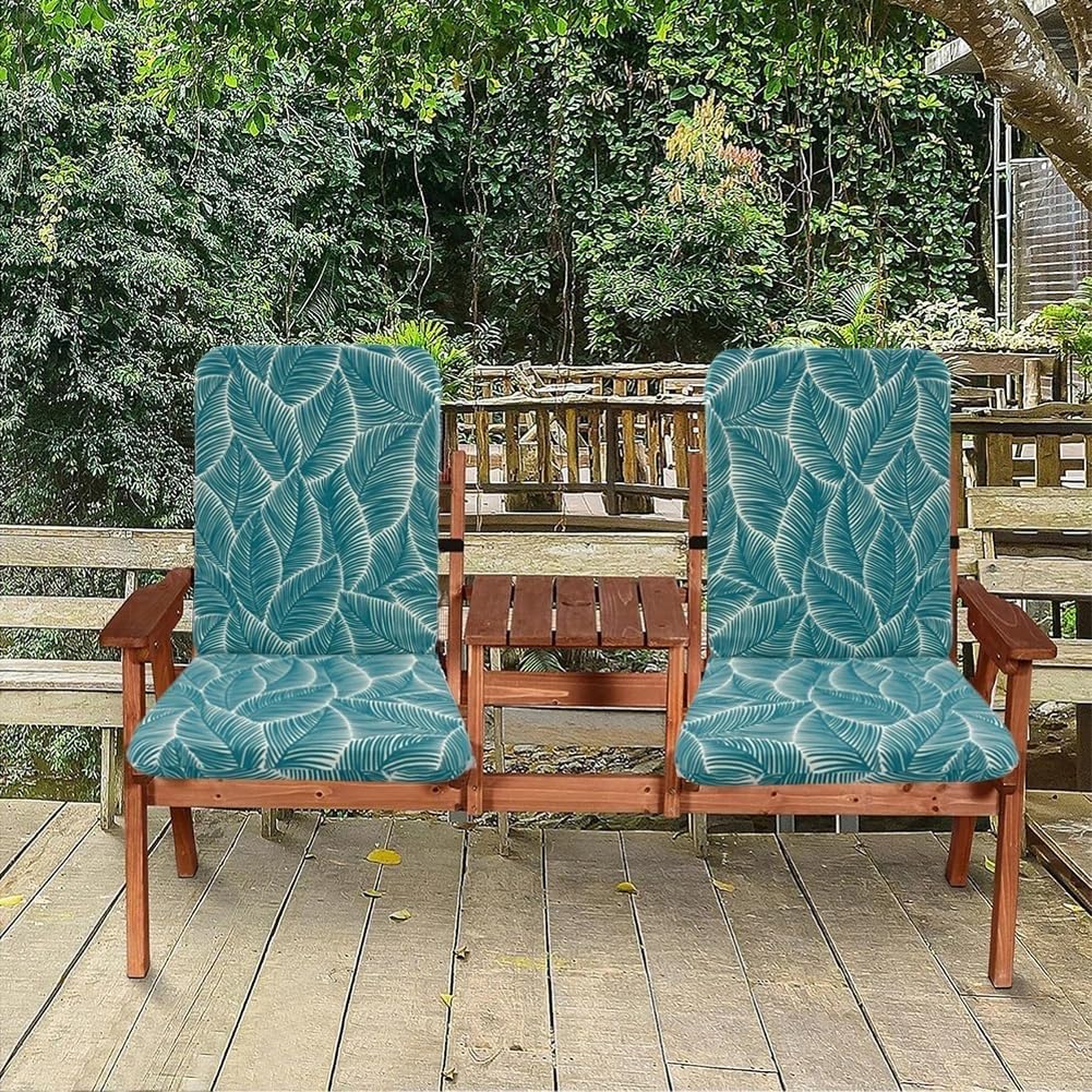 Lot de 2 coussins de chaise de jardin à dossier haut 45 x 108 cm imperméables pour fauteuils, fauteuils inclinables et chaises à bascule 3 cm/5 cm d'épaisseur Vert B Attaches personnalisées