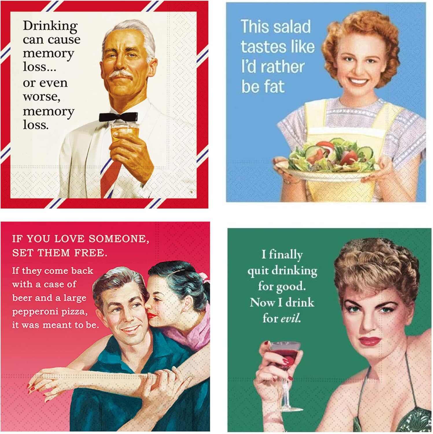 Funny Cocktail Napkins for Women & Men Variety Pack 80