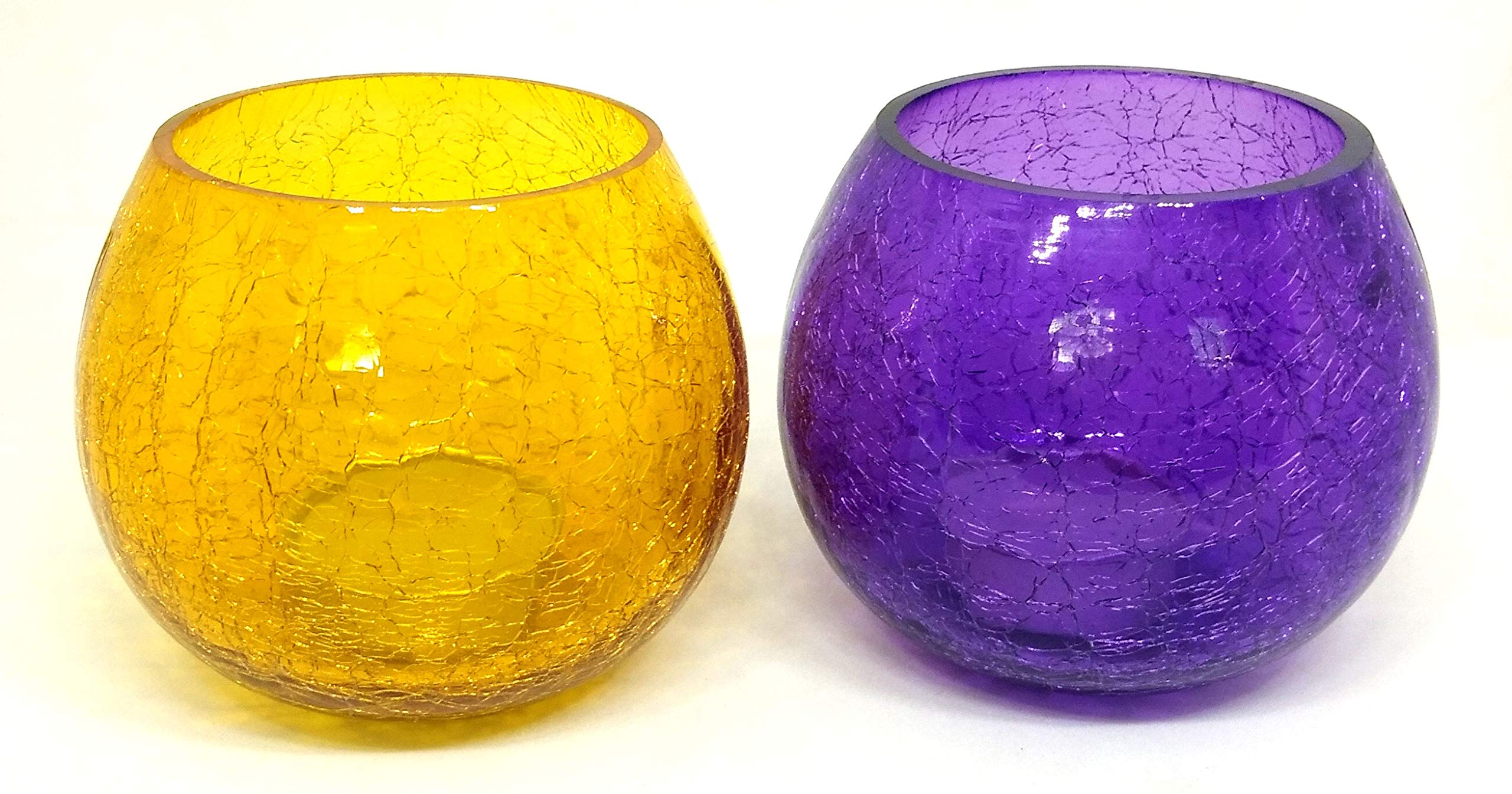 URBAN HAAT One Pair (2 Pieces) of Mosaic Glass TeaLight Votive Candle Holder with Tea Light Candles for Living Room Table Home Decor Indoor Outdoor Decorations (Dia 8 CM) 1