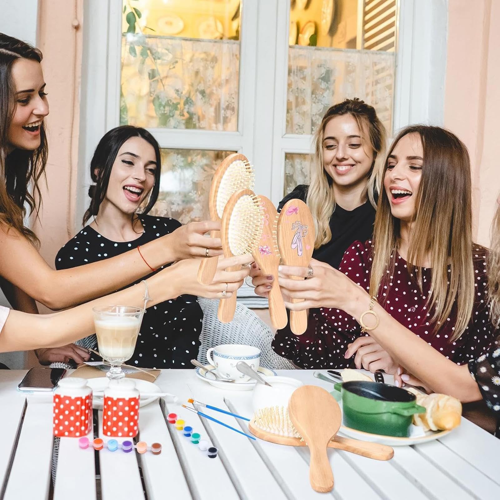 Set di Pennelli in Legno per Pittura Kit Fai Da Te Spazzole per Capelli | il Pettine di Legno Per Artisti Adulti Donne Principianti Arte Hobbistica Famiglie Compleanno Vacanze