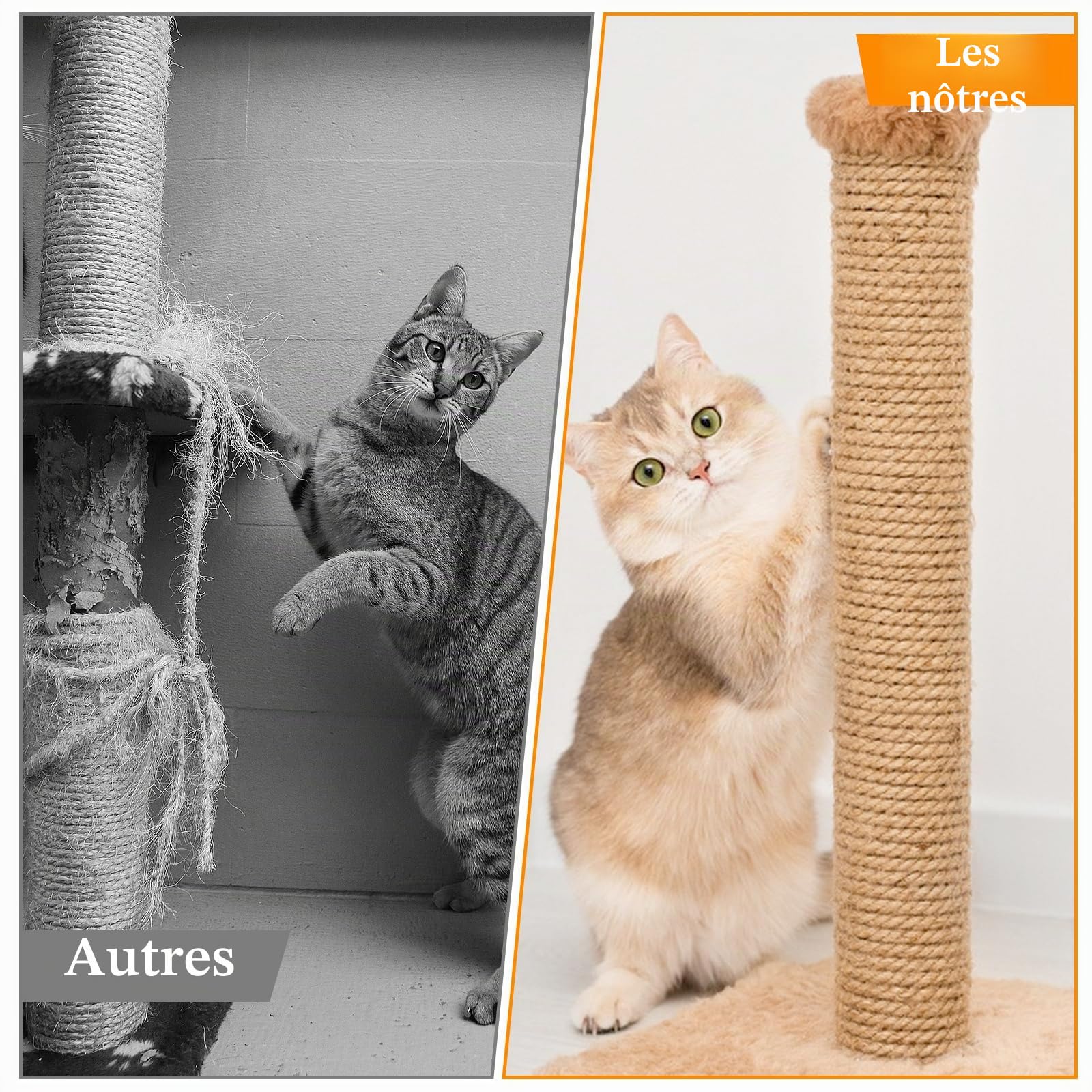Corde en Sisal pour Arbre à Chat de 8mm x 100m, Corde en Chanvre Naturel pour Chat Scratch Pilier, DIY Décoration de Jardin et Maison, Réparation et Remplacement