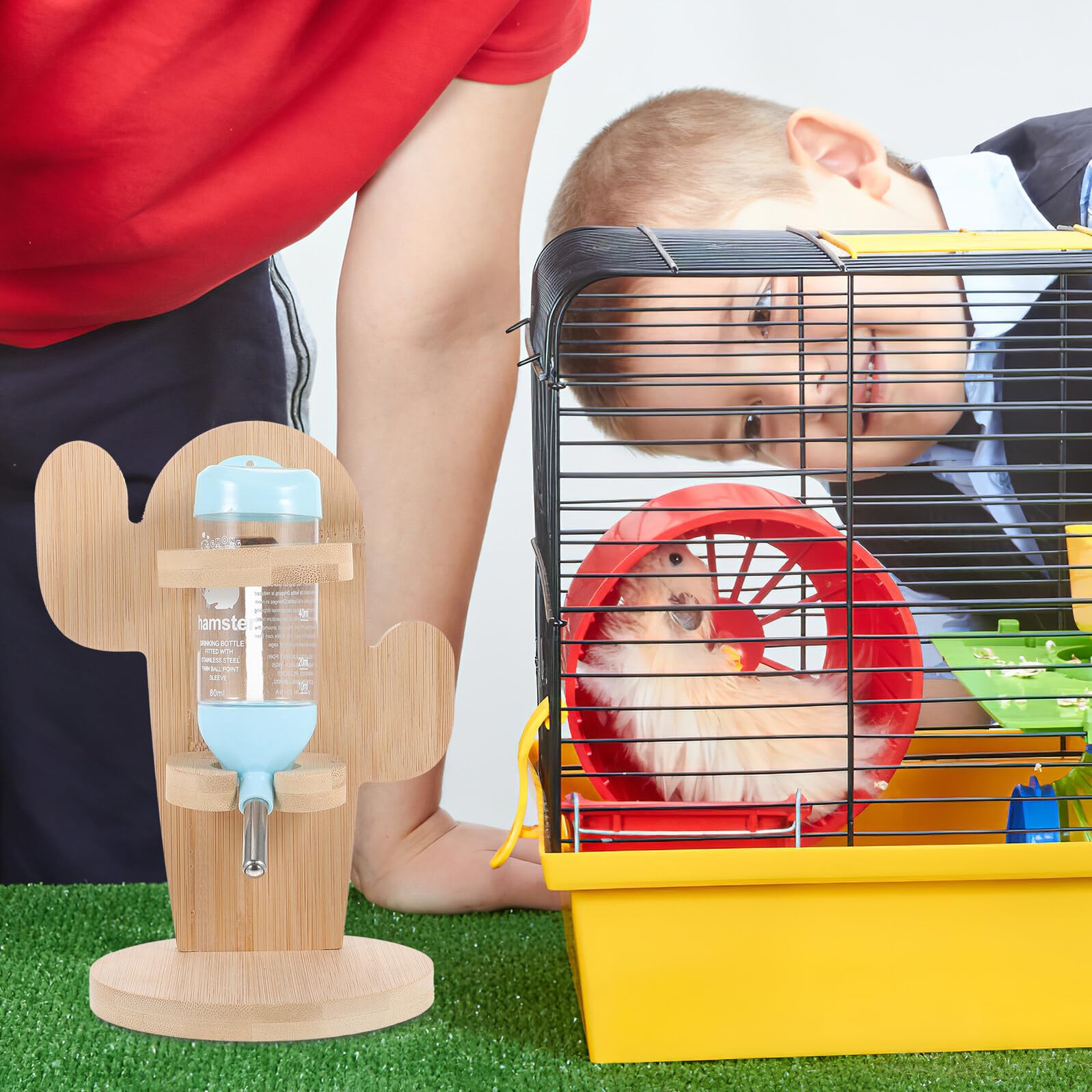 SHINEOFI Biberon pour Rongeurs Transparent Distributeur Eau Automatique pour Chinchilla et Petits Animaux avec Support Vertical Facile à Utiliser et Observer Le Niveau Couleur Aléatoire