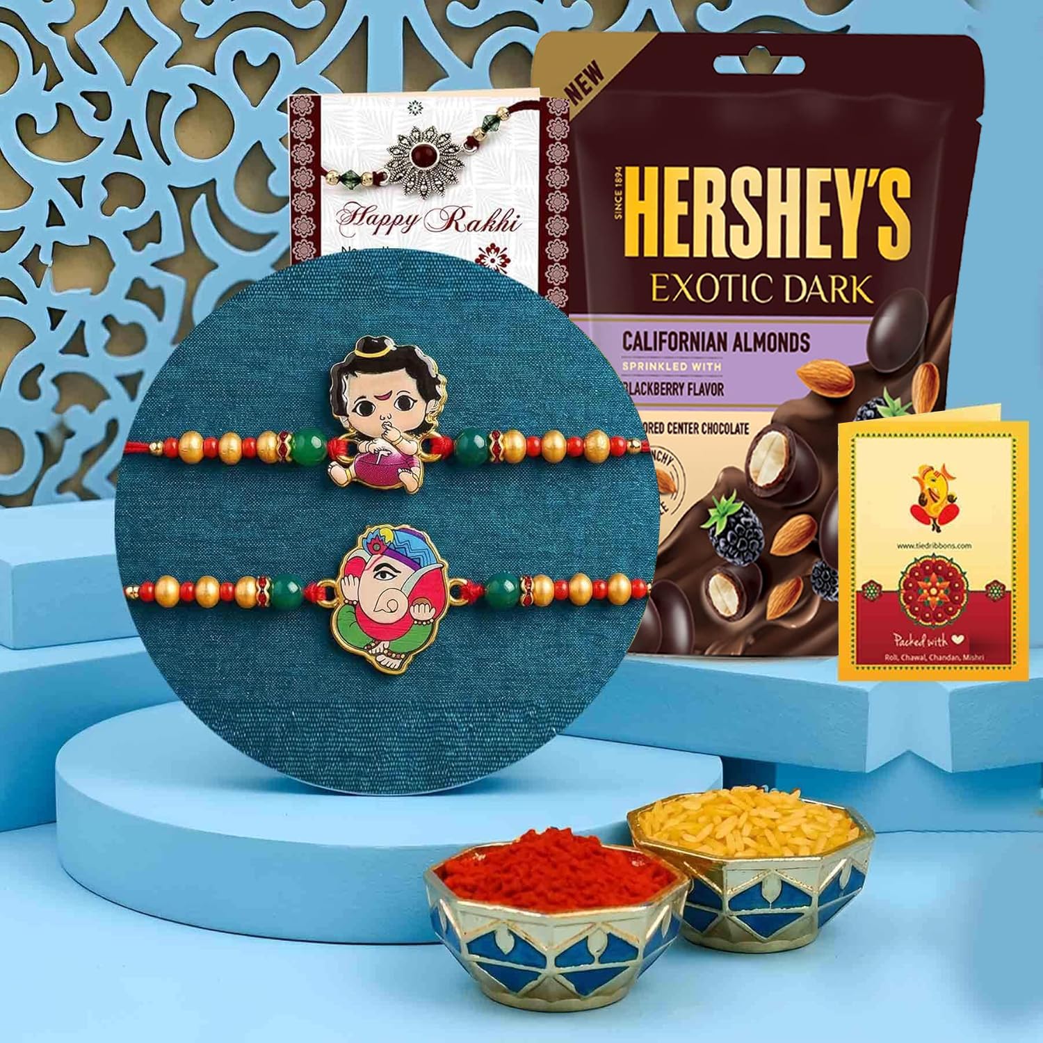 TIED RIBBONS Rakhi Gift for Kids with Chocolates - Cartoon Superhero Rakhi Set of 2 for Kids Boys Baby Brother with Chocolate Greeting Card and Roli Chawal Hamper-image-12