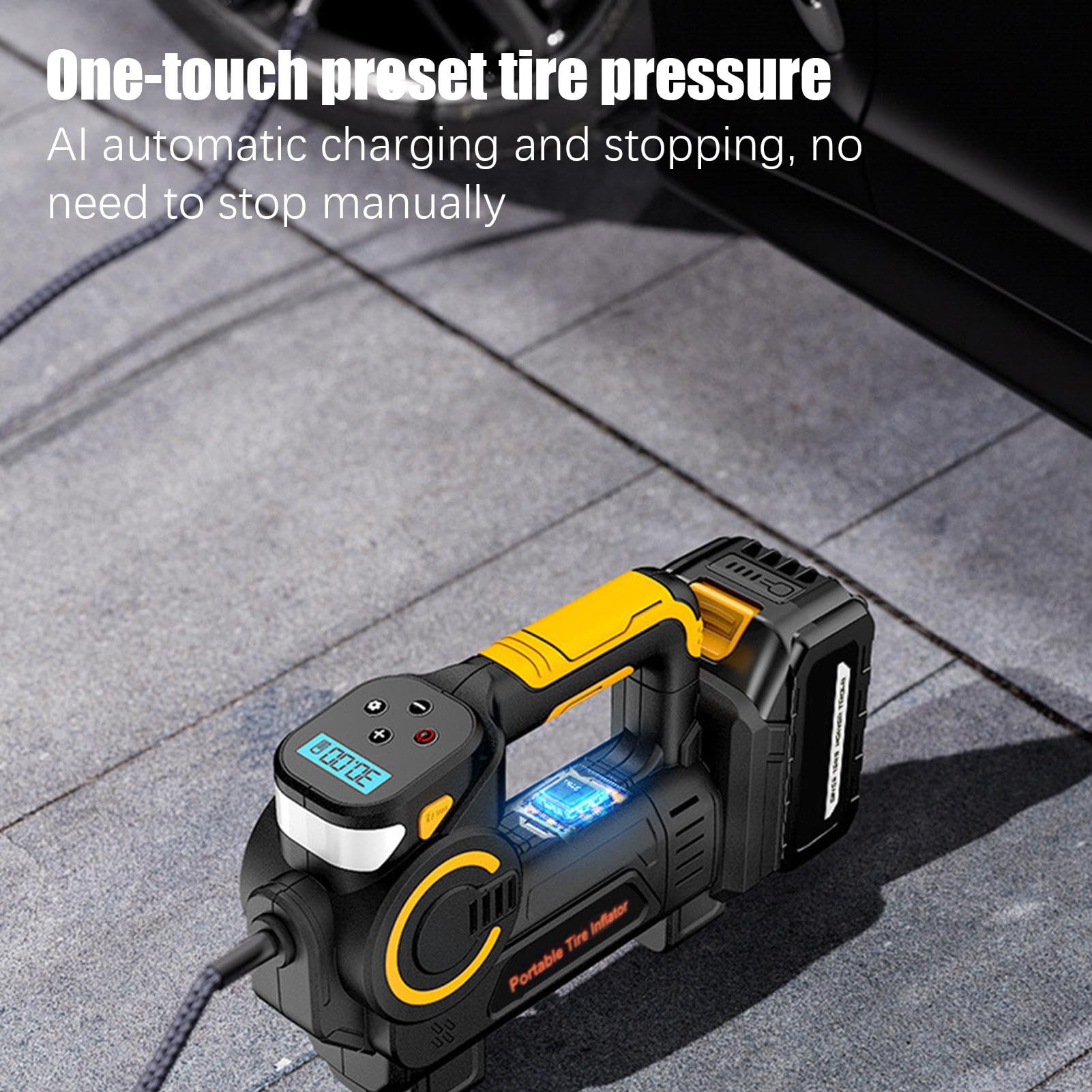 Compressore d'aria portatile, pompa di gonfiaggio rapida dei pneumatici, pompa di aria elettrica, pompa automatica wireless con display digitale per palloni, palloncini