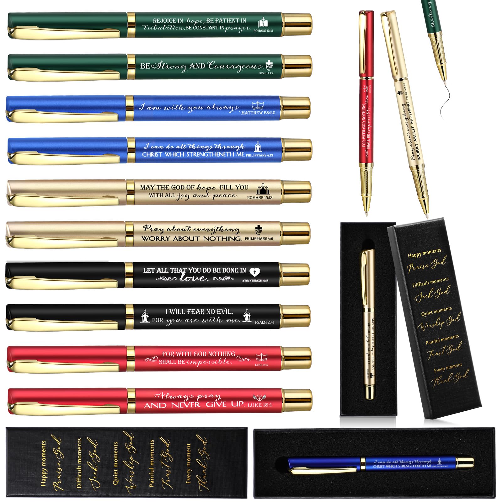 Spakon Christian Church Gifts Set Includes 20 Christian Religious Pens Bible Verse Pens and 20 Exquisite Boxes, Bible Verse Gift Bulk for Church