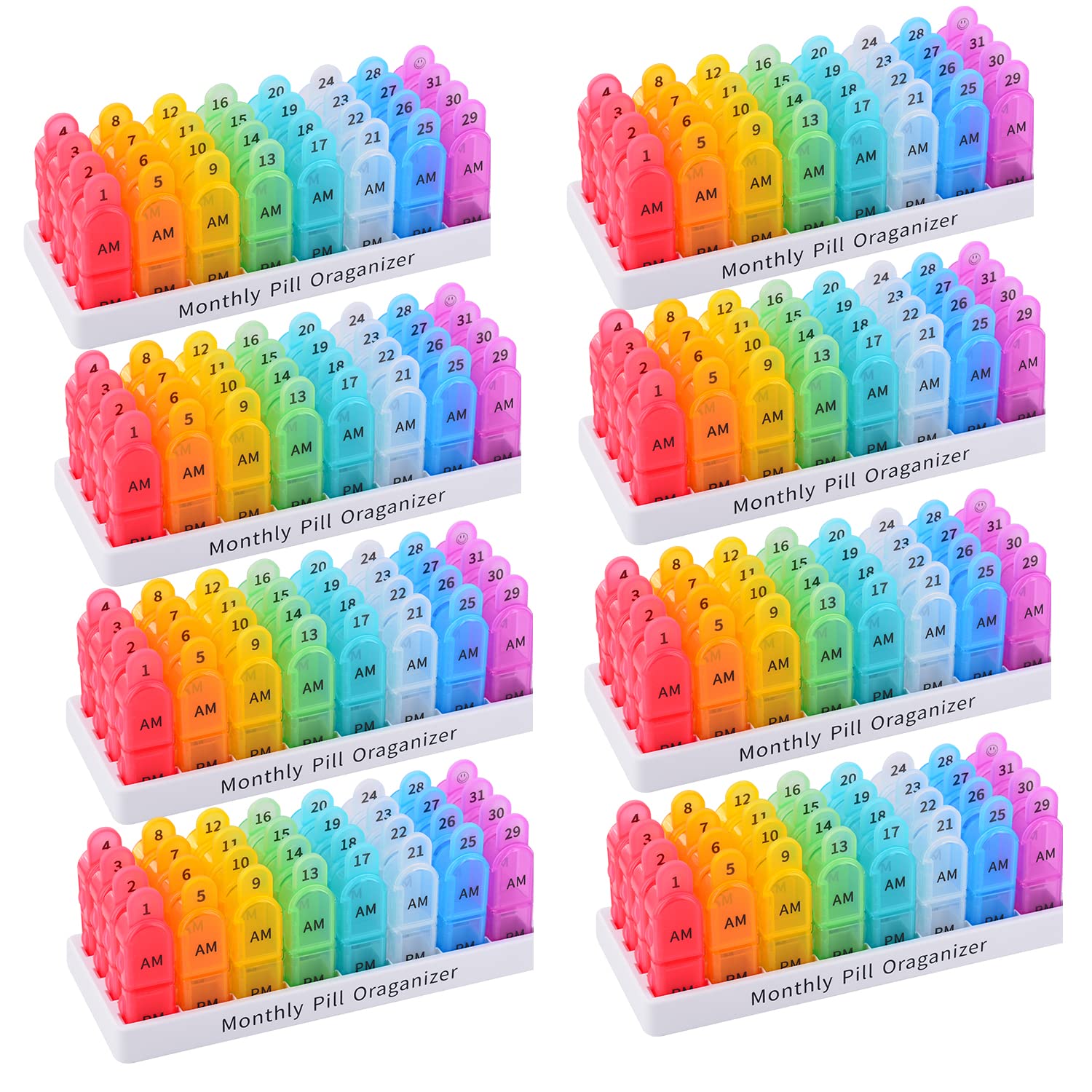 Greencycle Monthly 30 Day 2 Times A Day Pill Organizer 4 Week Medicine Organizer Moisture-Proof Pill Cases Pill
