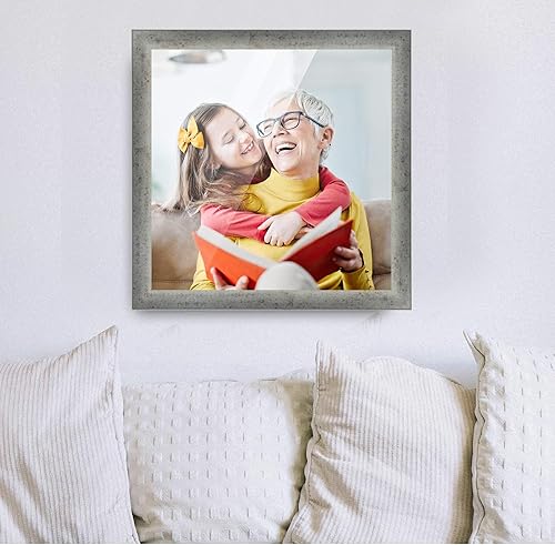 Miniatura 3 de Marco de fotos de madera real plateada de 29 x 29 pulgadas de ancho de 1 pulgada Profundidad del marco interior de 0.25 pulgadas Marco de fotos