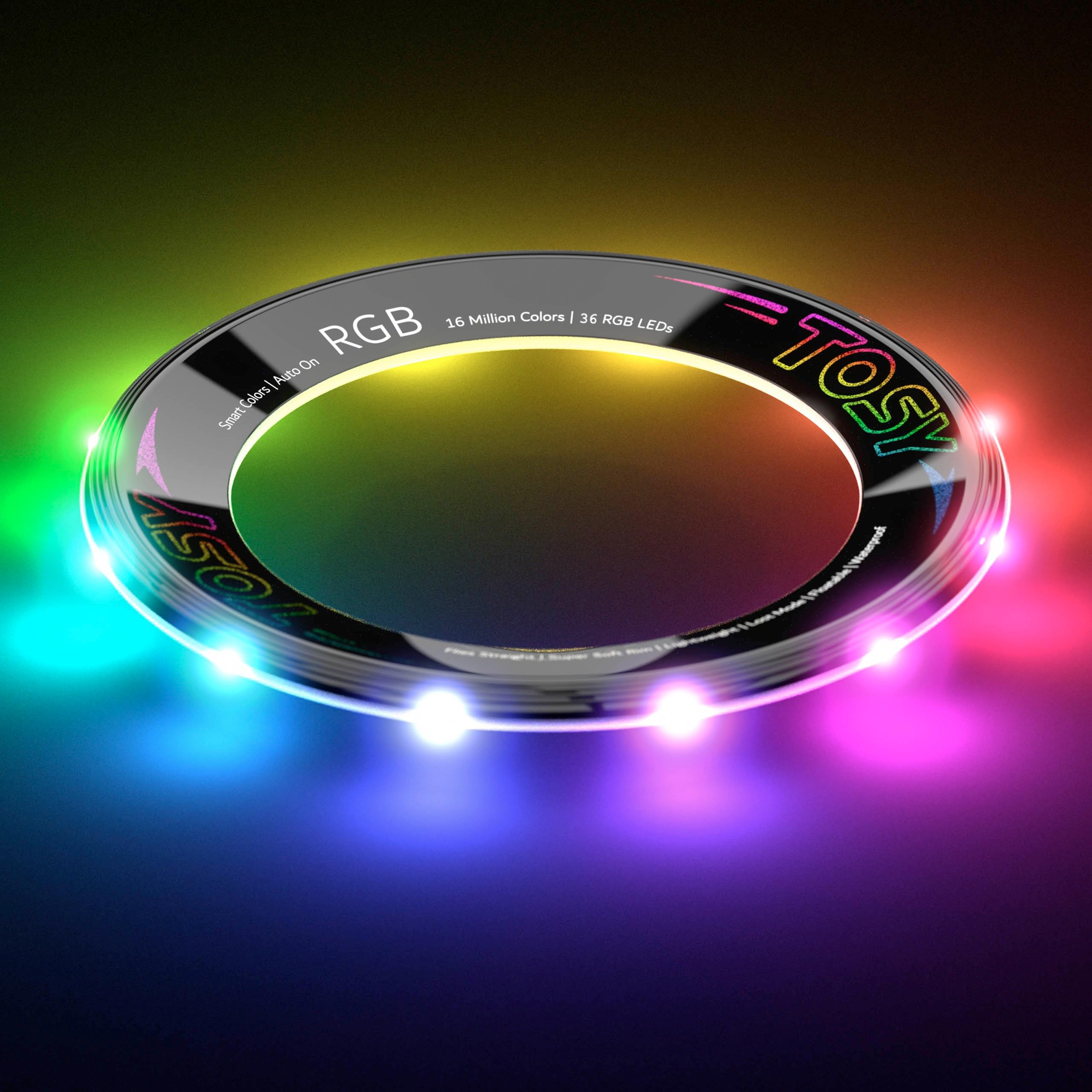 TOSY Latający Pierścień RGB 16 kolorów LED, Wodoodporny, Lekki Frisbee, Prezent na Boże Narodzenie
