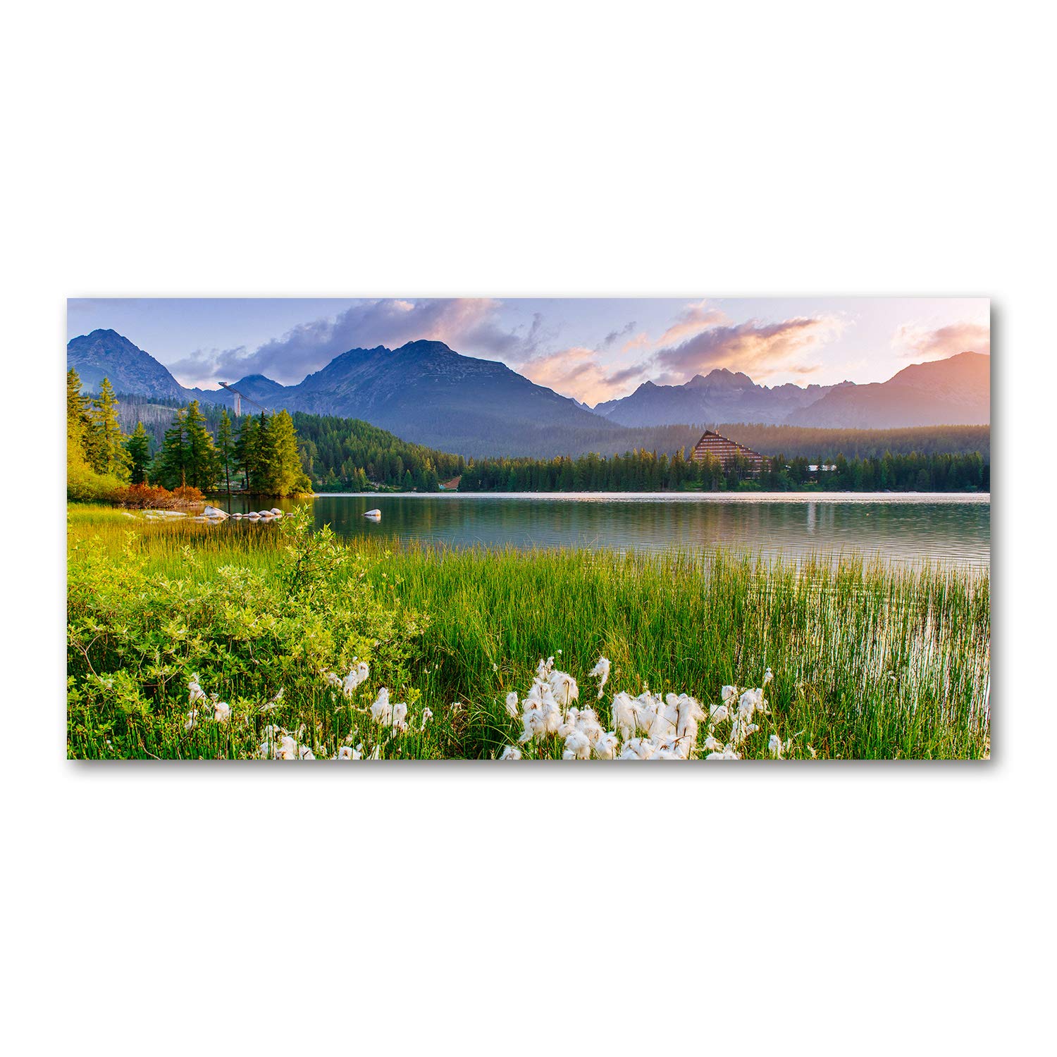 Paysage lac dans les montagnes tableau en verre 120x60 cm pour s'évader