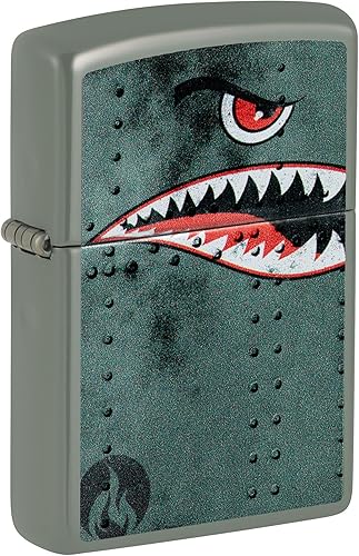 Miniatura 2 de Zippo Encendedor, Fighter Plane Nose Art, dientes de tiburón, verde mate 80976