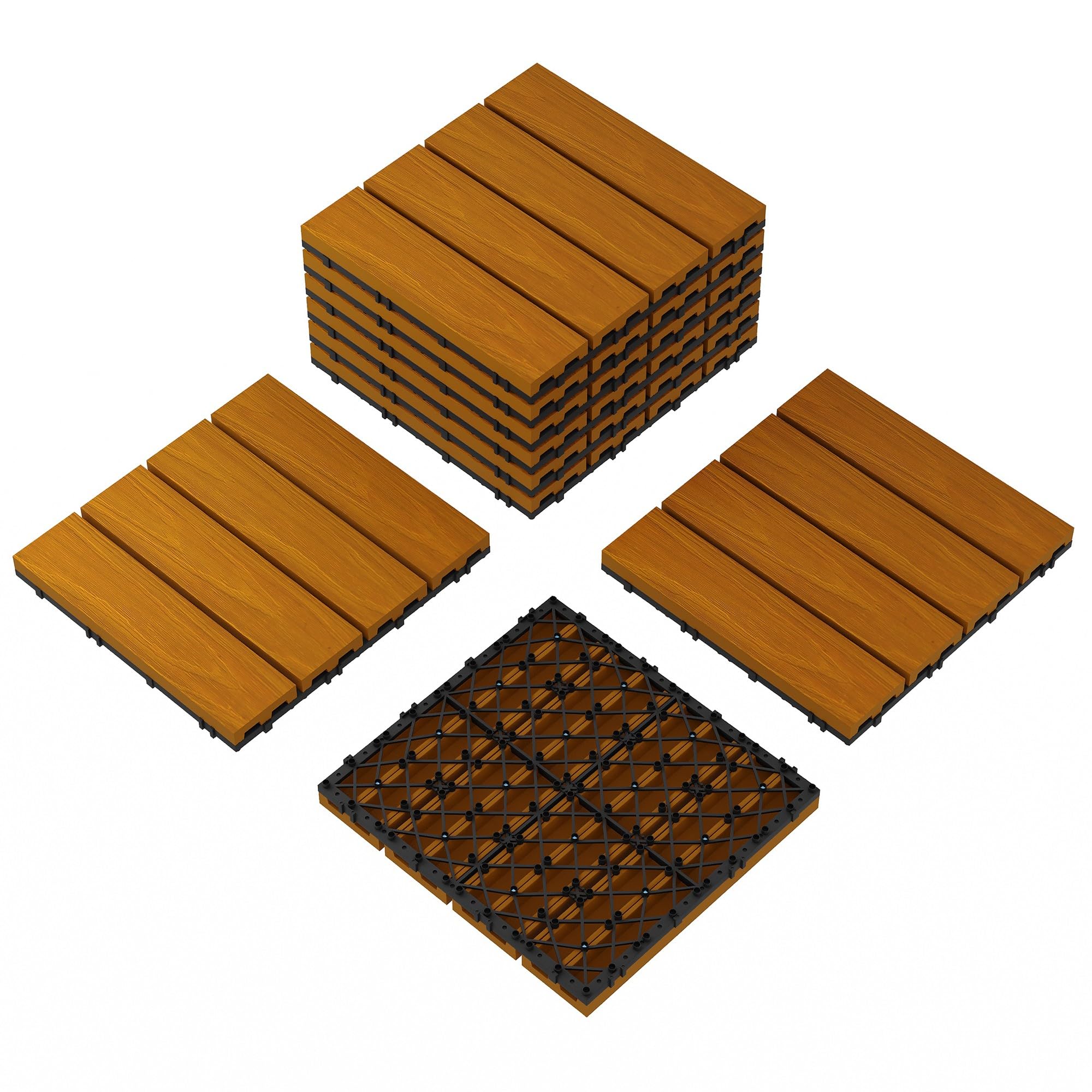 Klick-WPC Terrassenfliesen 30x30 cm (12x12) – Grau, 27er-Set