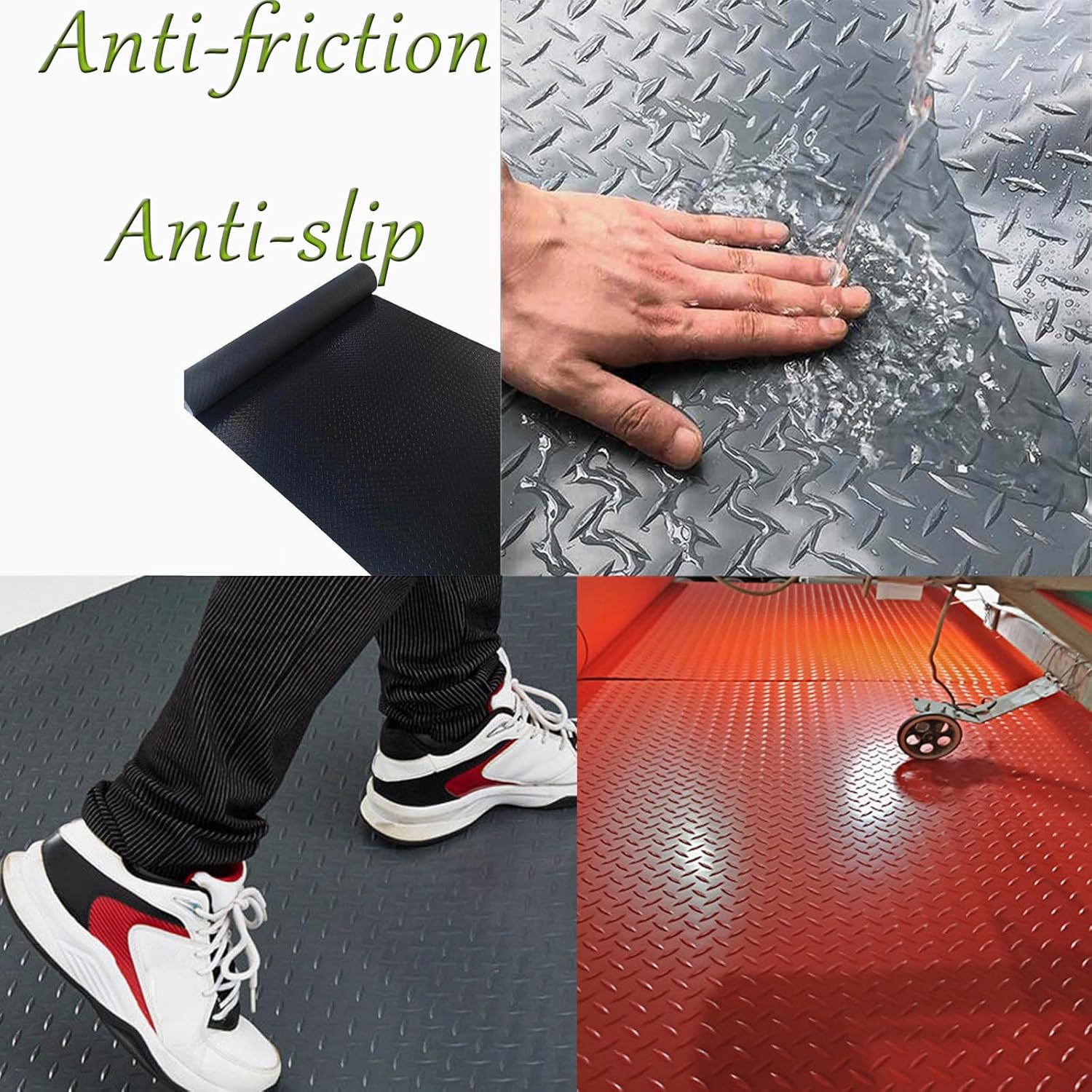 Cover Area PVC Garage Flooring Roll, 1.2x2m,1.2x5m,1.2x6m,1.3x2m,1.3x5m, Waterproof Floor Protection, Durable, Non-Skid, for Under Car, RV, Gym(Red,1.3x6m/4.2x19.6ft)