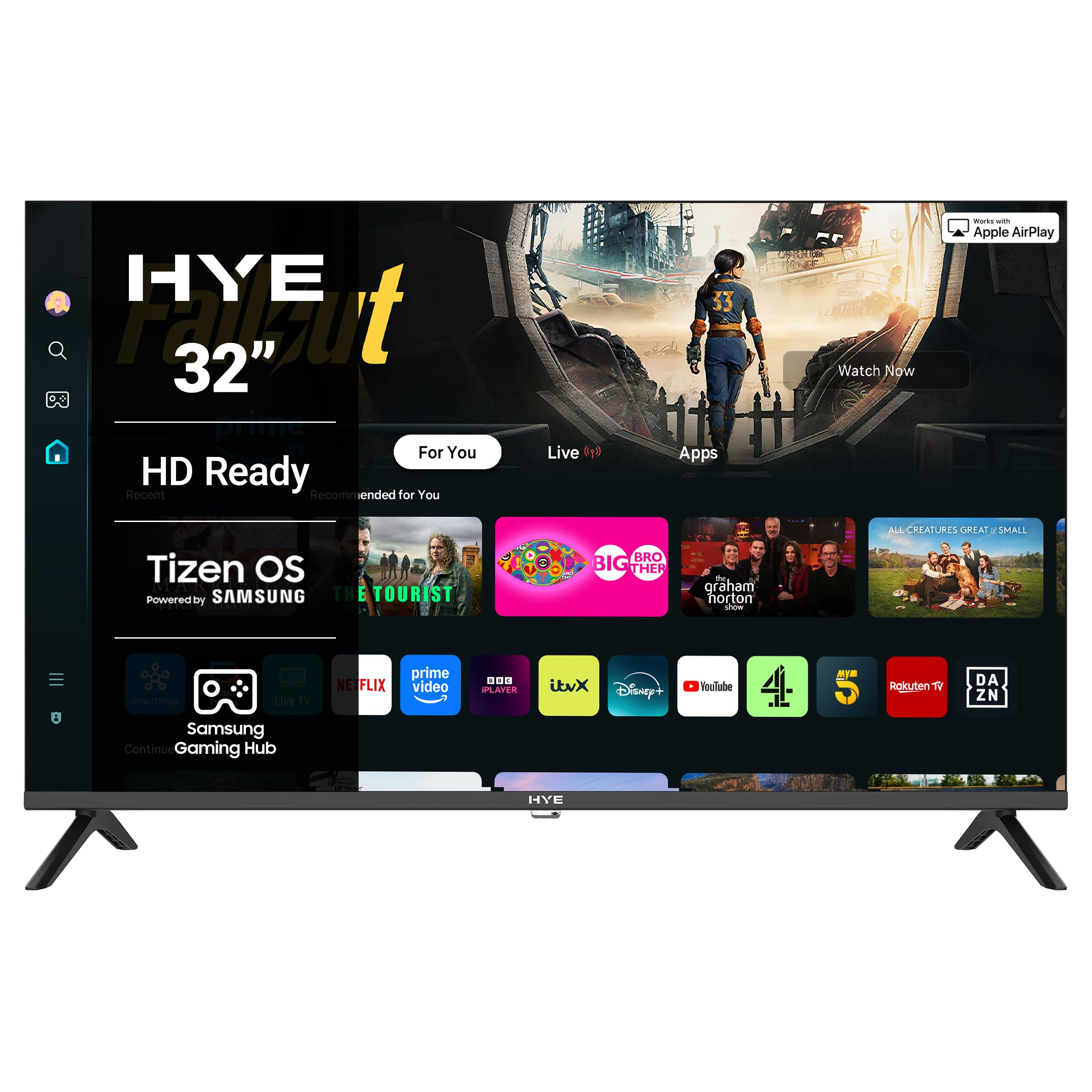 32" LED Smart TV - HD Ready, Samsung Tizen OS & Gaming Hub, Black