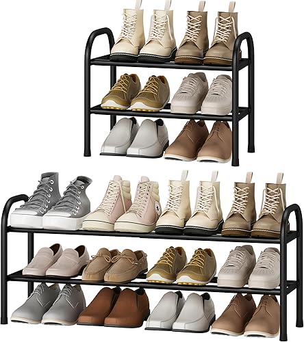 STO STO Zapatero ampliable, zapatero pequeño de metal de 2 niveles para armario, hasta 12 pares de zapatero ajustable para entrada de puerta disponible en Yaxa Colombia