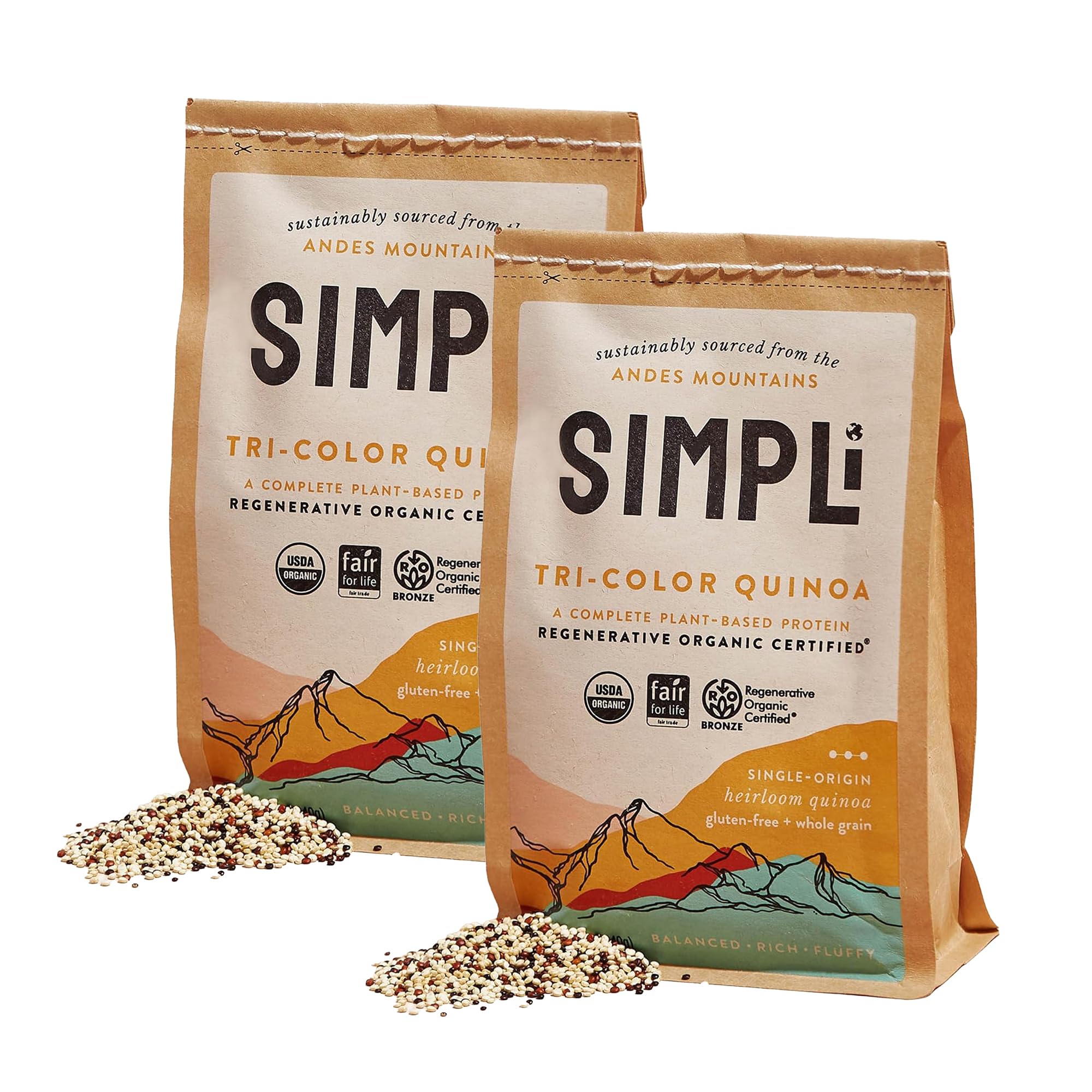 SIMPLi Regenerative Organic Certified Tri-Color Quinoa - dried grains and rice | Mubboo