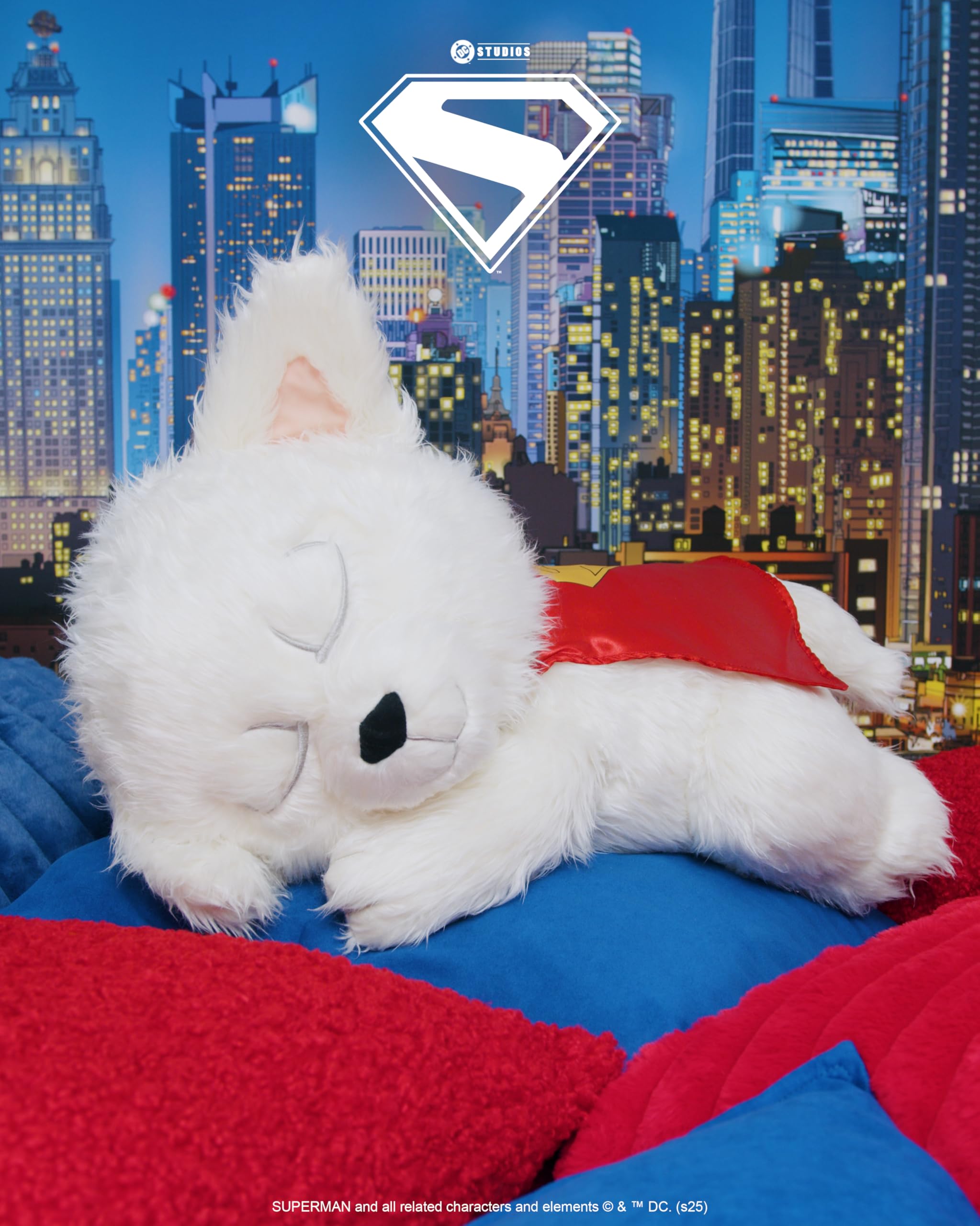 Jazwares DC Superman - Peluche de Krypto durmiente - Juguete coleccionable de superhéroe de 18 pulgadas de Warner Bros. - Con licencia oficial - A partir de 3 años