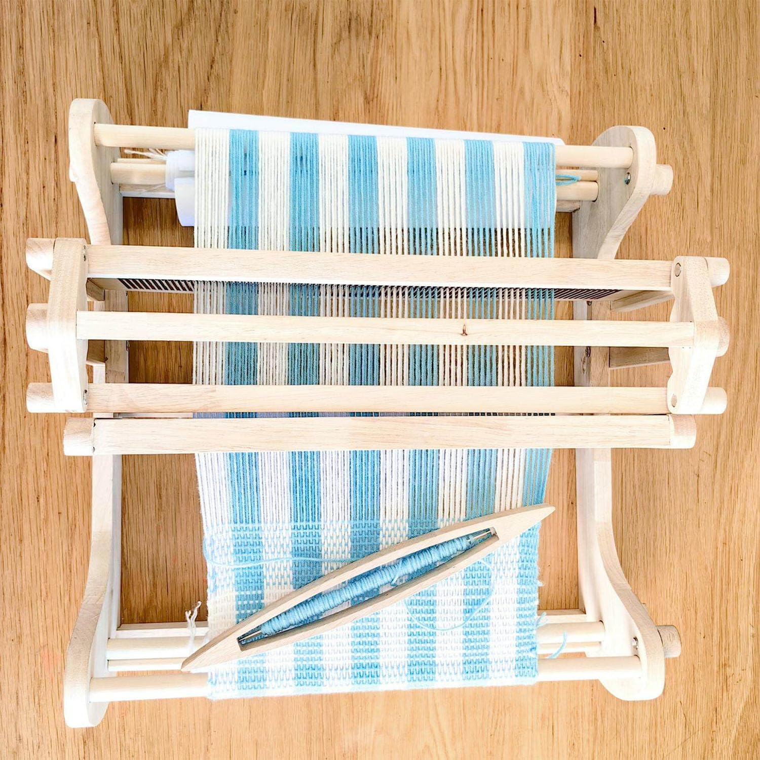 Webmaschine Massivholz Handwebstuhl DIY Set mit 30cm Maximaler Webbreite, Glatte Oberfläche für Teesitze, Untersetzer, Platzsets, Stoffbeutel