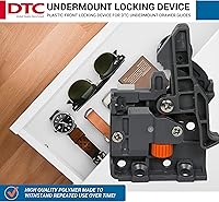 Vista 3 de Par de dispositivos DTC de bloqueo frontal de plástico para cajones empotrados, color gris con tornillos incluidos