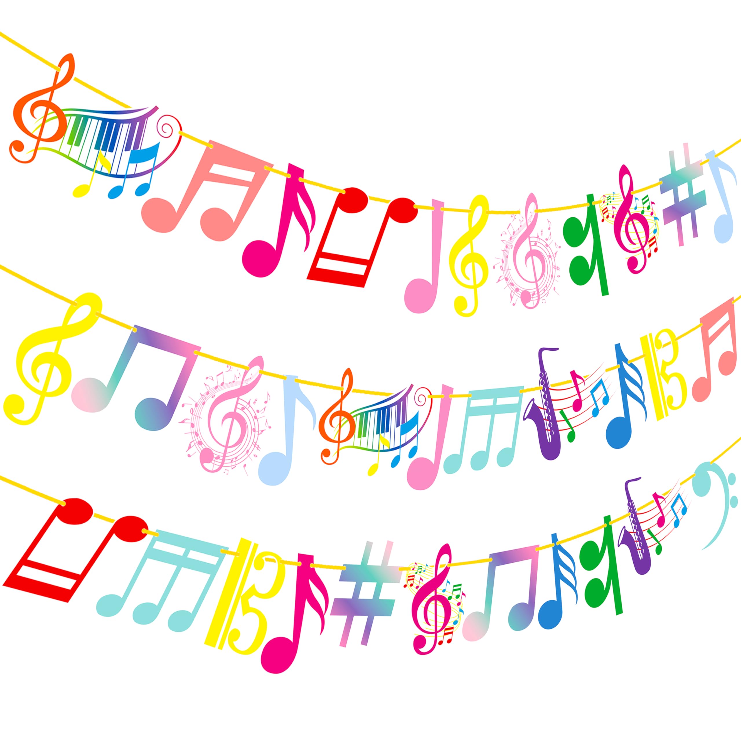 Music Note Party Banners Colorful Musical Party Music Note Carboad Cutout Decorations for Music Themed Baby Shower Rock Star Party Supplies