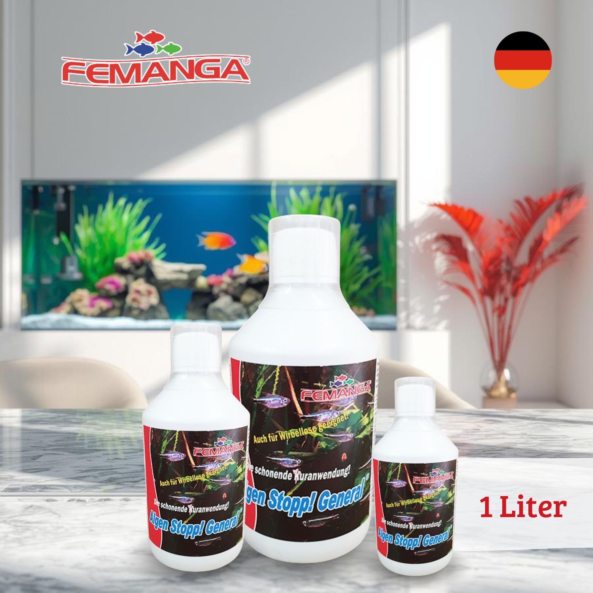 Algen Stopp General 1 L – Effektiv gegen Faden-, Pinsel- & Bartalgen – Algenentferner für Süßwasser-Aquarien – Fisch- & Pflanzenfreundlich – Vorbeugend & Kur-Anwendung