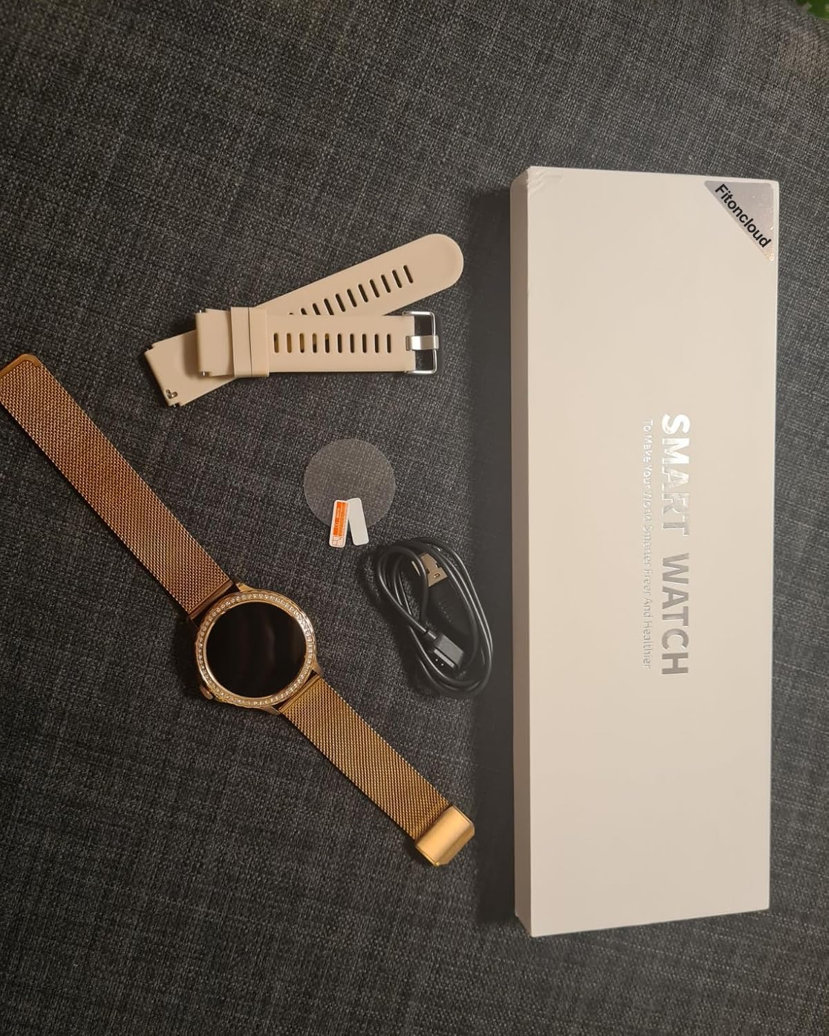 Smartwatch Damen, 1,3 Zoll Smart Watch mit Telefonfunktion Blutdruckmessung SpO2 Herzfrequenz Schlafmonitor Schrittzähler Kalorien, IP68 Fitness Tracker kompatibel iOS Android Phone, Frauen Geschenk