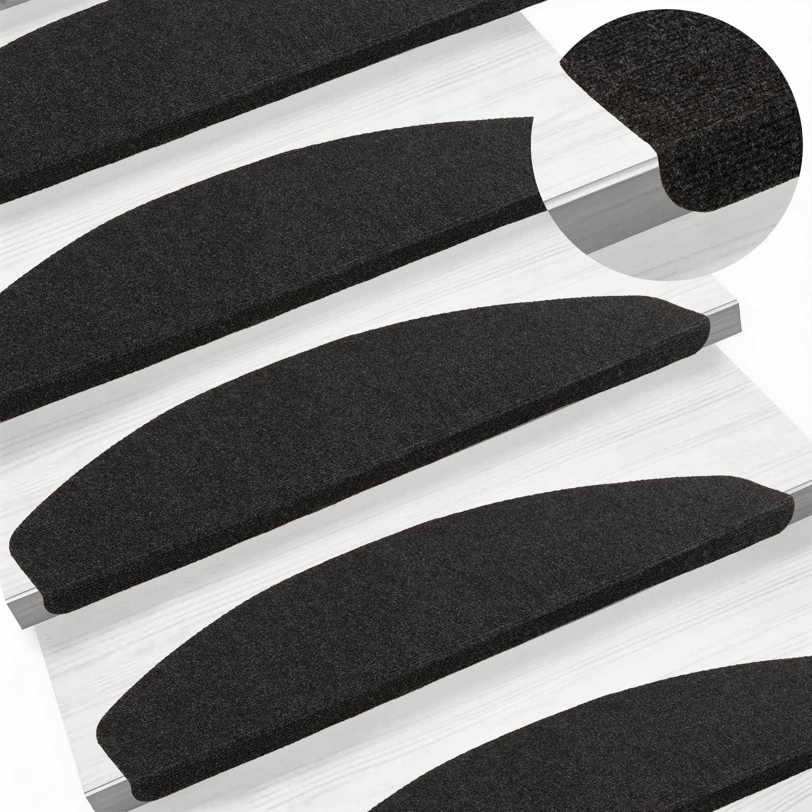 Lot de 15 tapis d'escalier autocollants en feutre anthracite