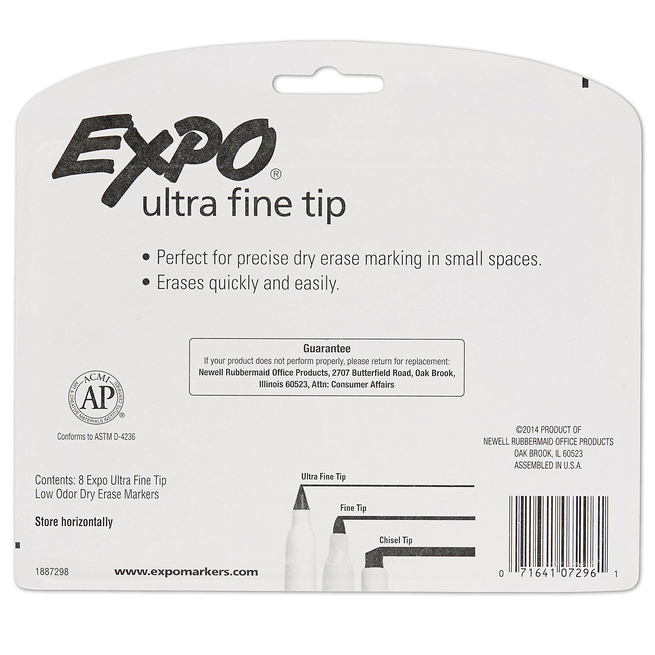 EXPO 1884309 LowOdor Dry Erase Markers, Ultra Fine Tip, Assorted
