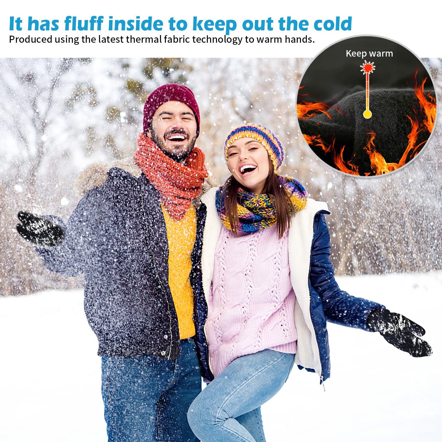 BENNALD Guanti Invernali, Ciclismo Guanti Guanti Moto Caldi Touch Screen Antivento Guanti da Sci Guanti Sportivi da Esterni per Trekking Sci Guida Corsa Sportivi Pesca per Uomo Donna