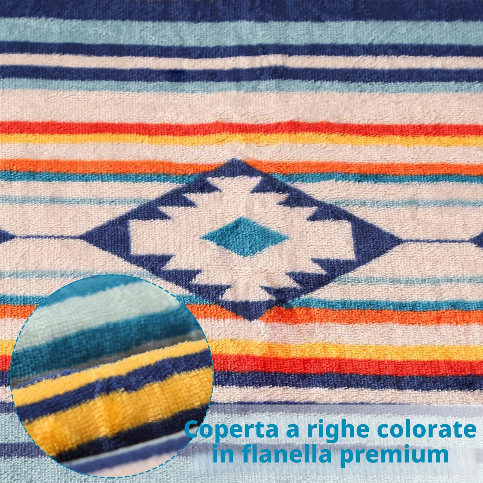 Qucover Coperta Plaid 150x200cm Morbida e Soffice Coperta per Divano Coperta per Casa Double Face Coperta con Sensazione Cashmere Coperta in Pile a Righe Colorate