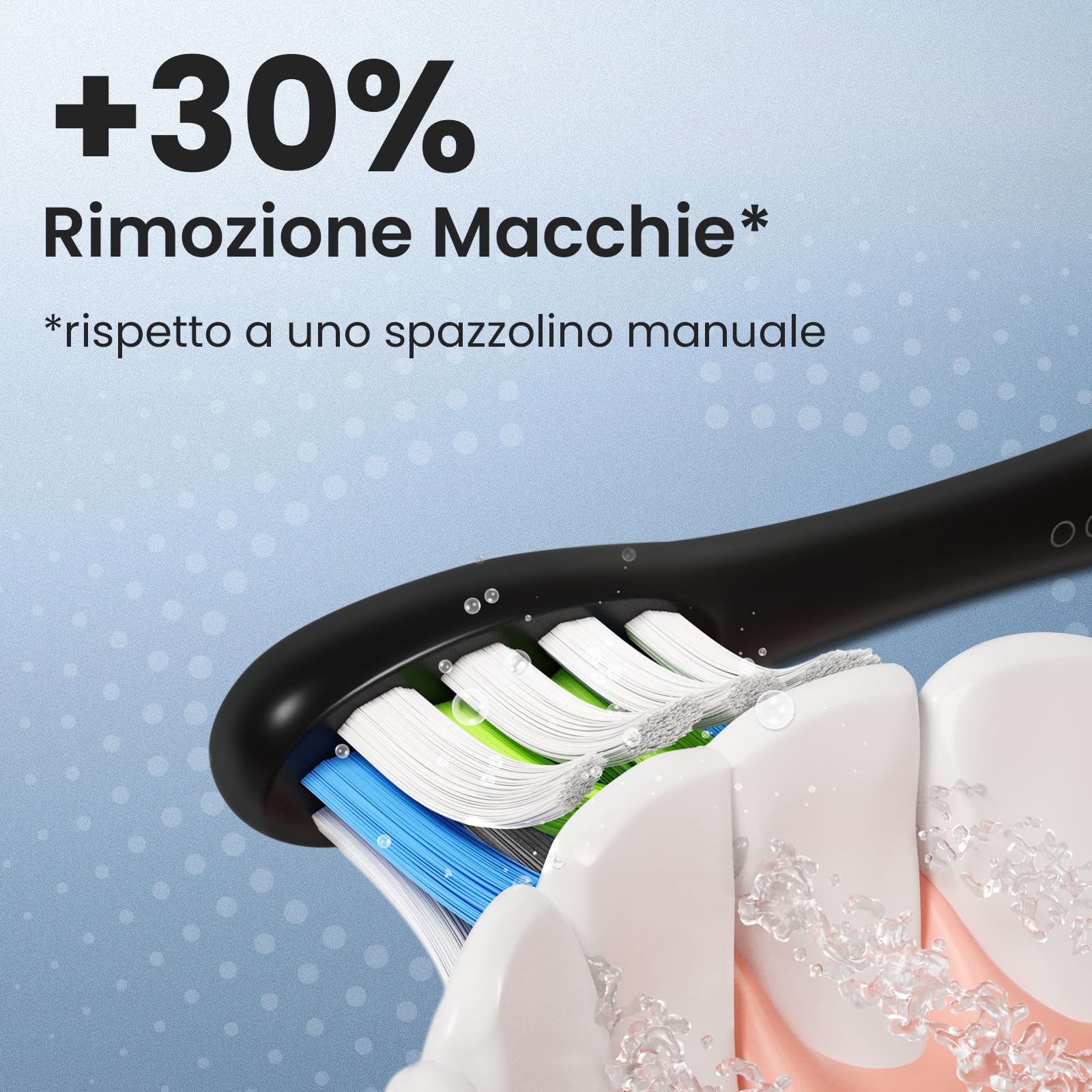 Oclean Testine di Ricambio Professional Clean B06, Adpt per tutte le spazzole elettriche oceaniche per adulti, Setole DuPont ™ certificate dalla FDA, Testa a pennello a forma di W, 6 Pezzi, Nero