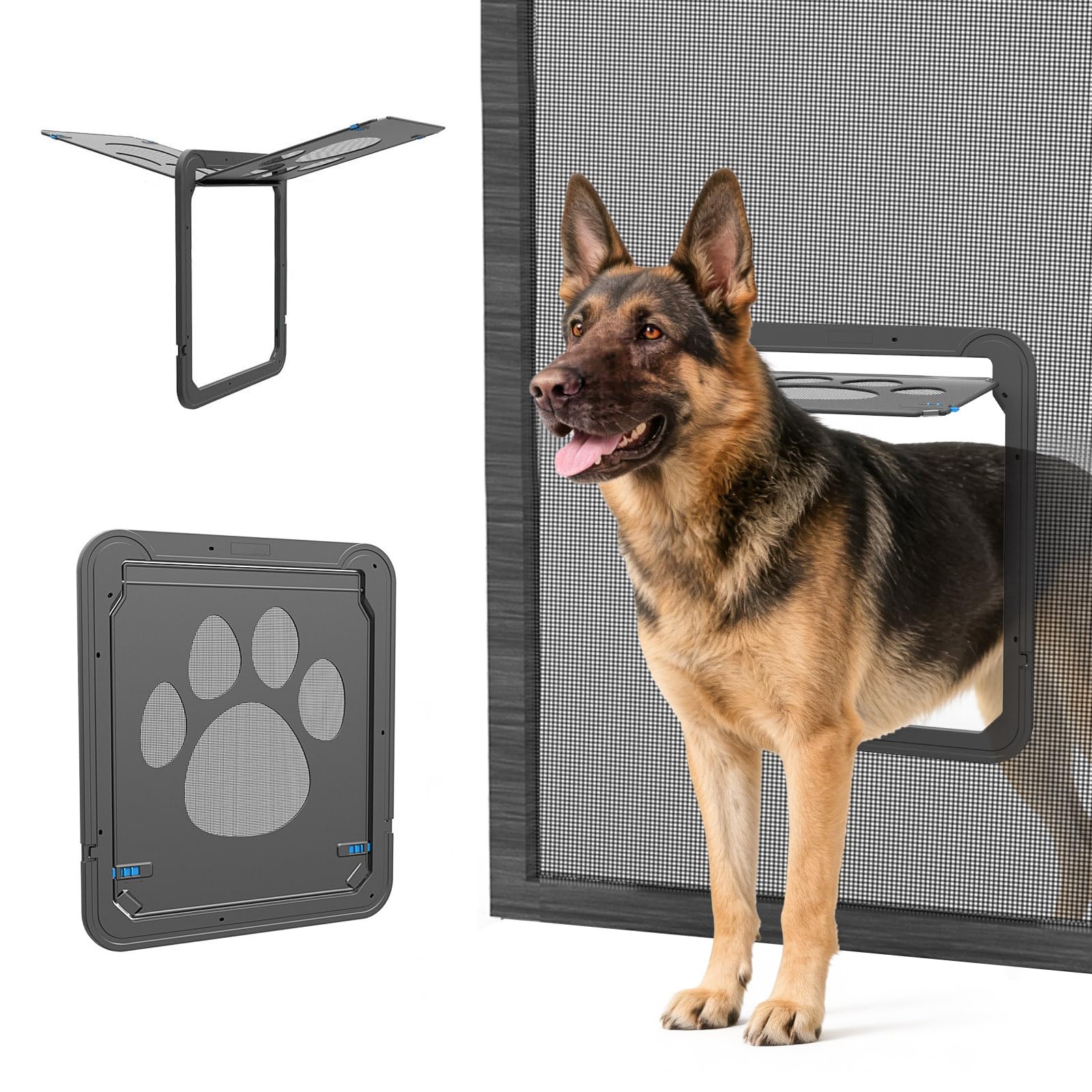 NAMSAN Haustierklappe Fliegengitter mit Magnet Hundeklappe für Fliegengittertür Abschließbar Haustiertür für Hunde
