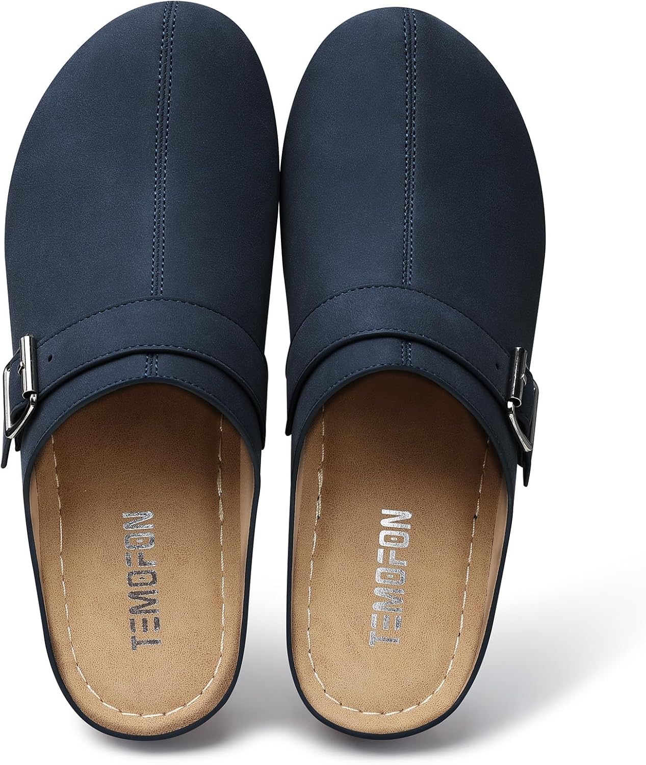 TEMOFON Clogs for Women Slip on Mules: Walking Comfortable, Non Slip, Closed Toe Sandals, Casual Summer Shoes Black Navy Brown Size 5-11 - Image 7