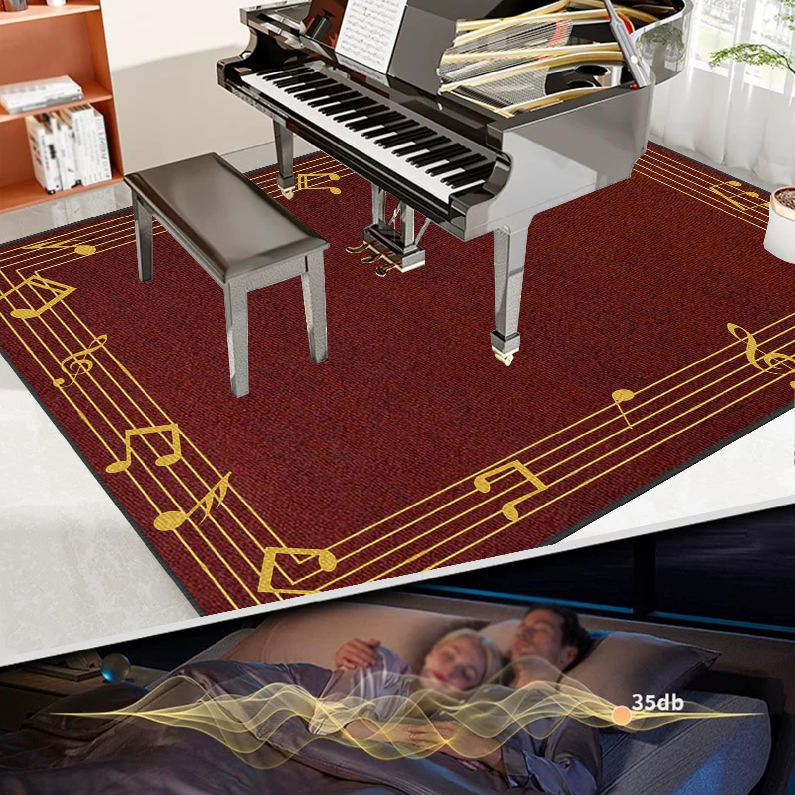 Dywanik perkusyjny, elektroniczny, jazzowy, perkusja, zestaw perkusyjny, do instrumentów perkusyjnych, mata chroniąca przed hałasem, antypoślizgowy dywanik bębnowy, 210 x 180 cm