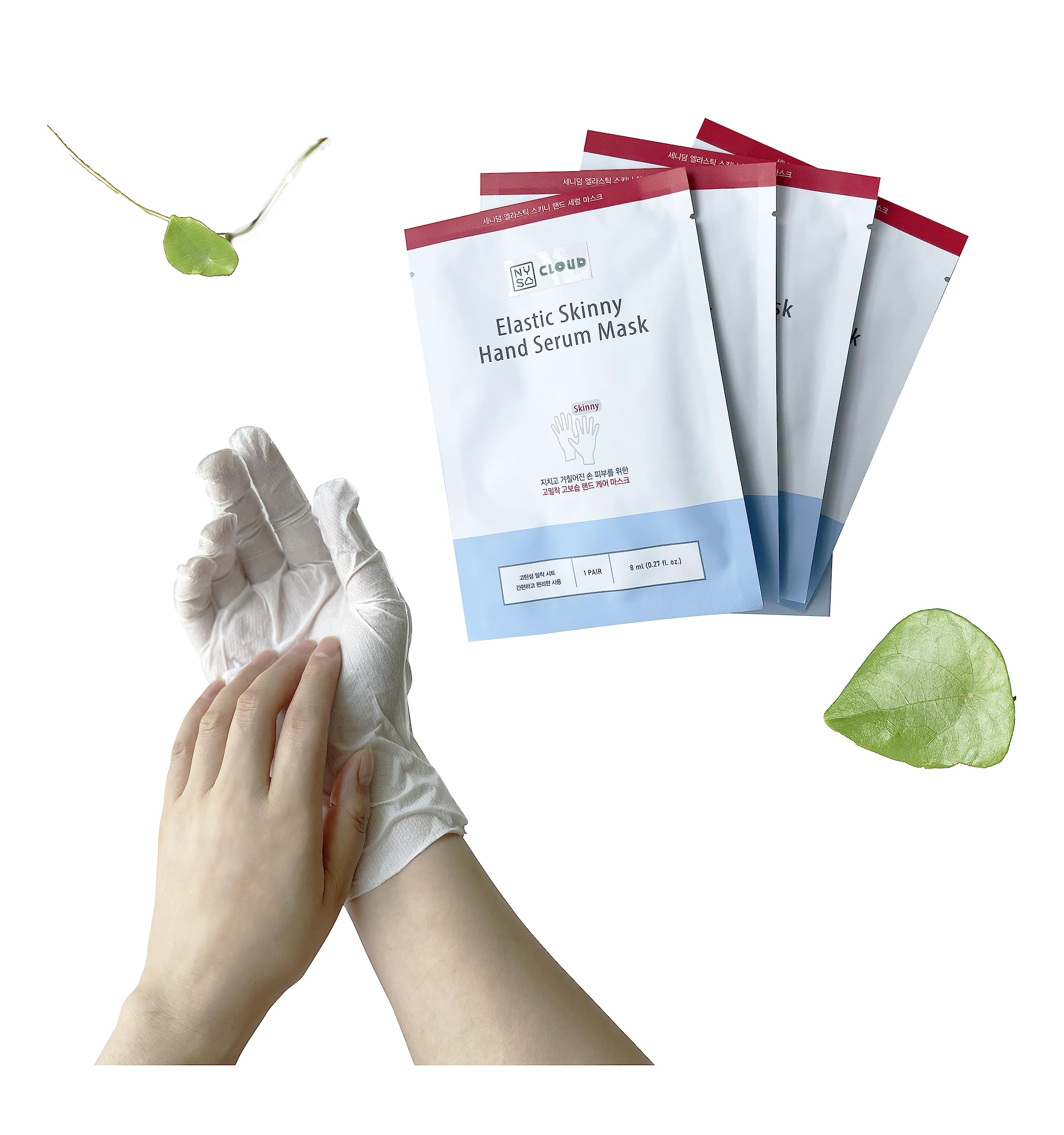 Maschera per mani skinny elastica, 10 paia di guanti idratanti arricchiti con siero per riparare la pelle secca e stanca