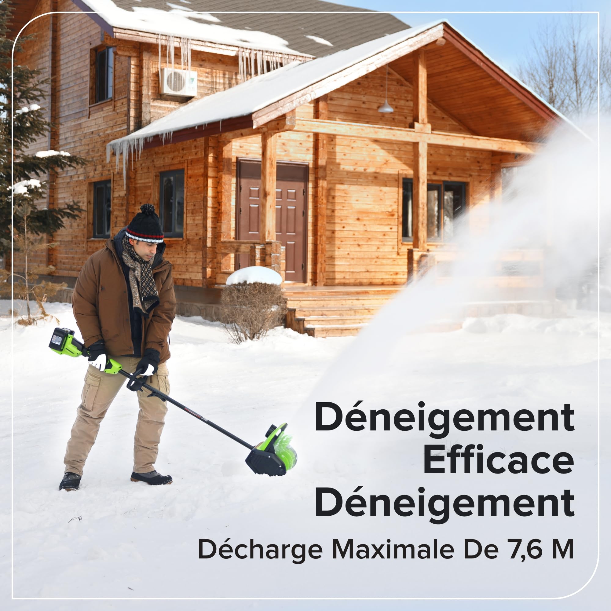 Greenworks Fraise à Neige sans Fil 48V 30cm 20cm 2 Batteries 4,0 Ah 65W USB C Chargeur SS3002
