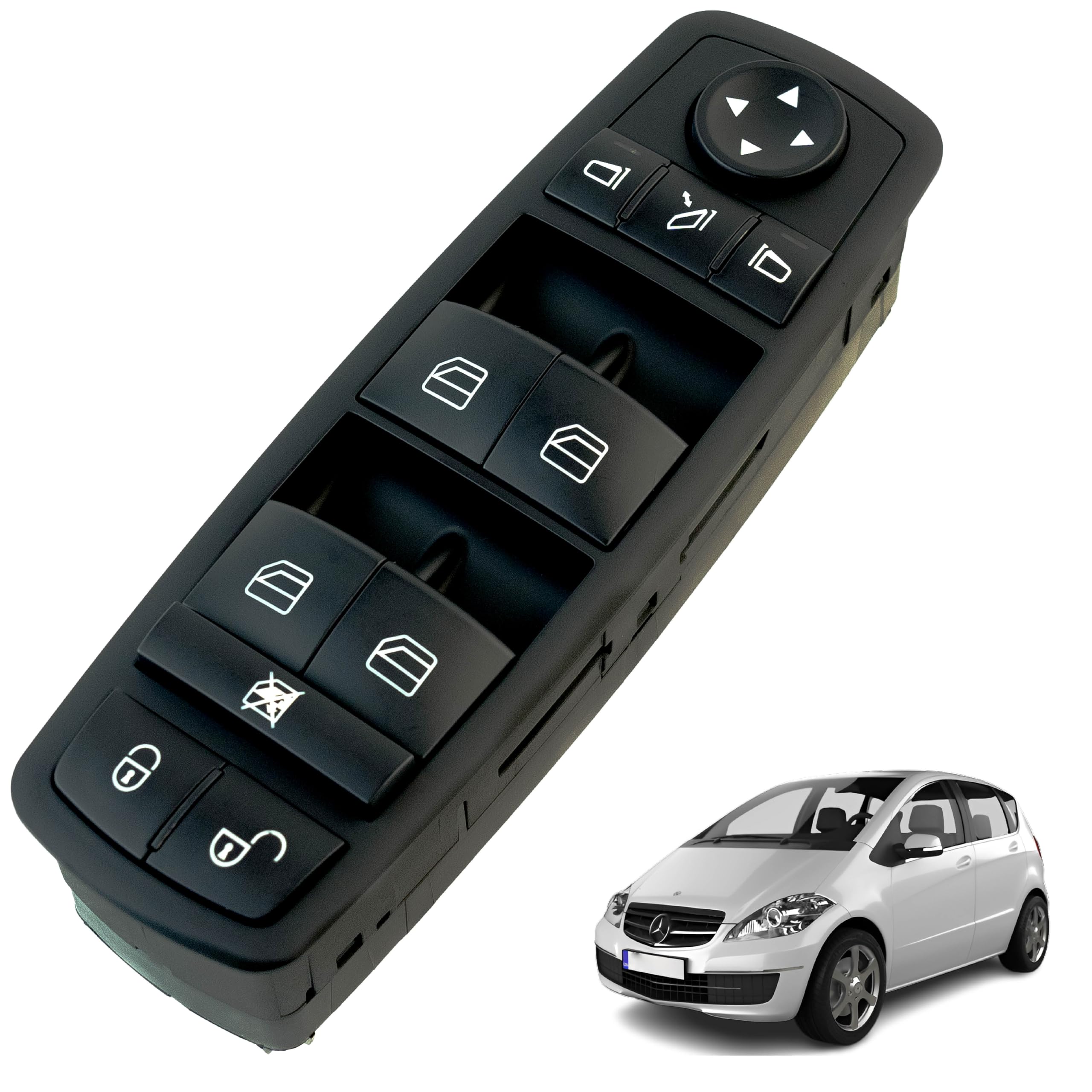 Botonera elevalunas compatible para Mercedes Clase A W169 y Clase B W245 (2004-2012) mando elevalunas delantero izquierdo (conductor) 1698206710