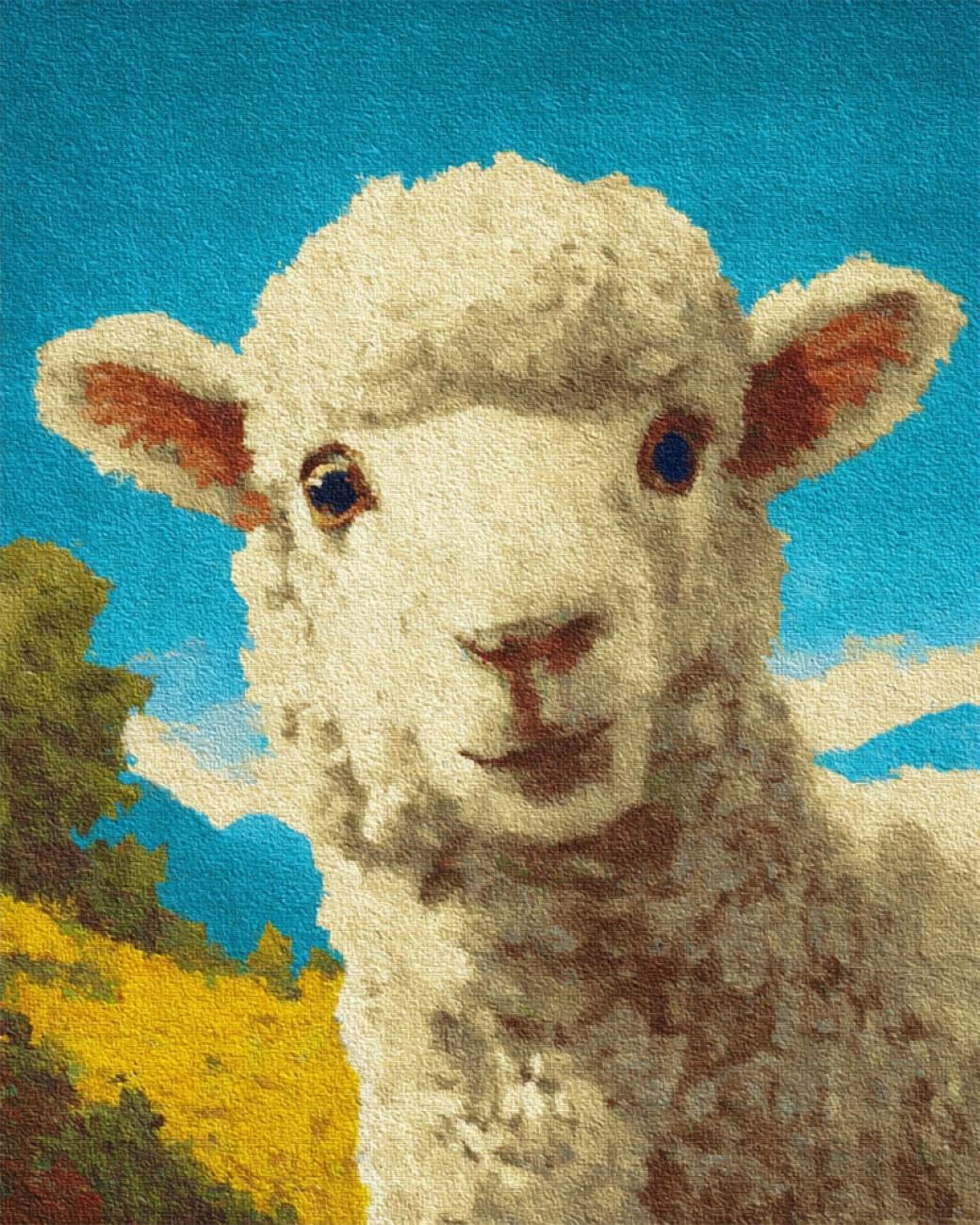 Henypt DIY Latch Hook Rug Kits Sheep Portrait 60x90cm