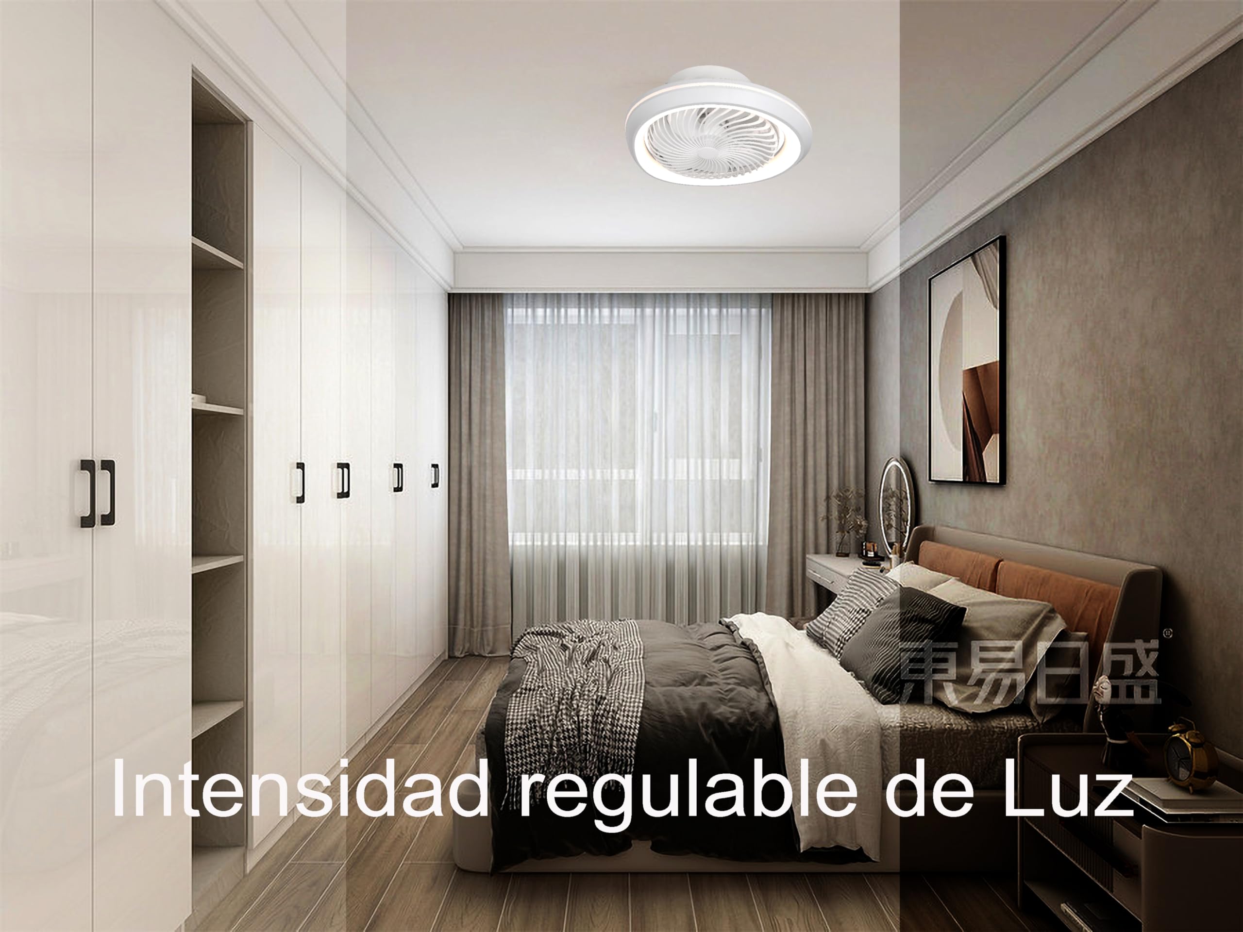 DUPI Ventilador Plafon de Techo con Luz Led OSCILAND, Amplia cobertura de aire gracias a su función oscilante 360º. 6 Velocidades, color led regulable 3000K-4000K-6500K. Mando a distancia (Blanco)