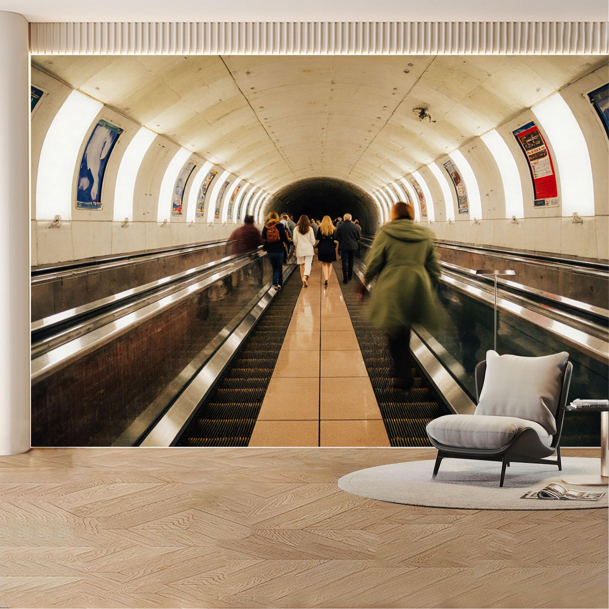 Custom Wall Mural Wallpaper Subway Tunnel Perspective Modern Urban Landscape Large Wall Art Mural Design Minimalist Industrial Style Removable SelfAdhesive Large Photo for Living Room， Bedroom， Office