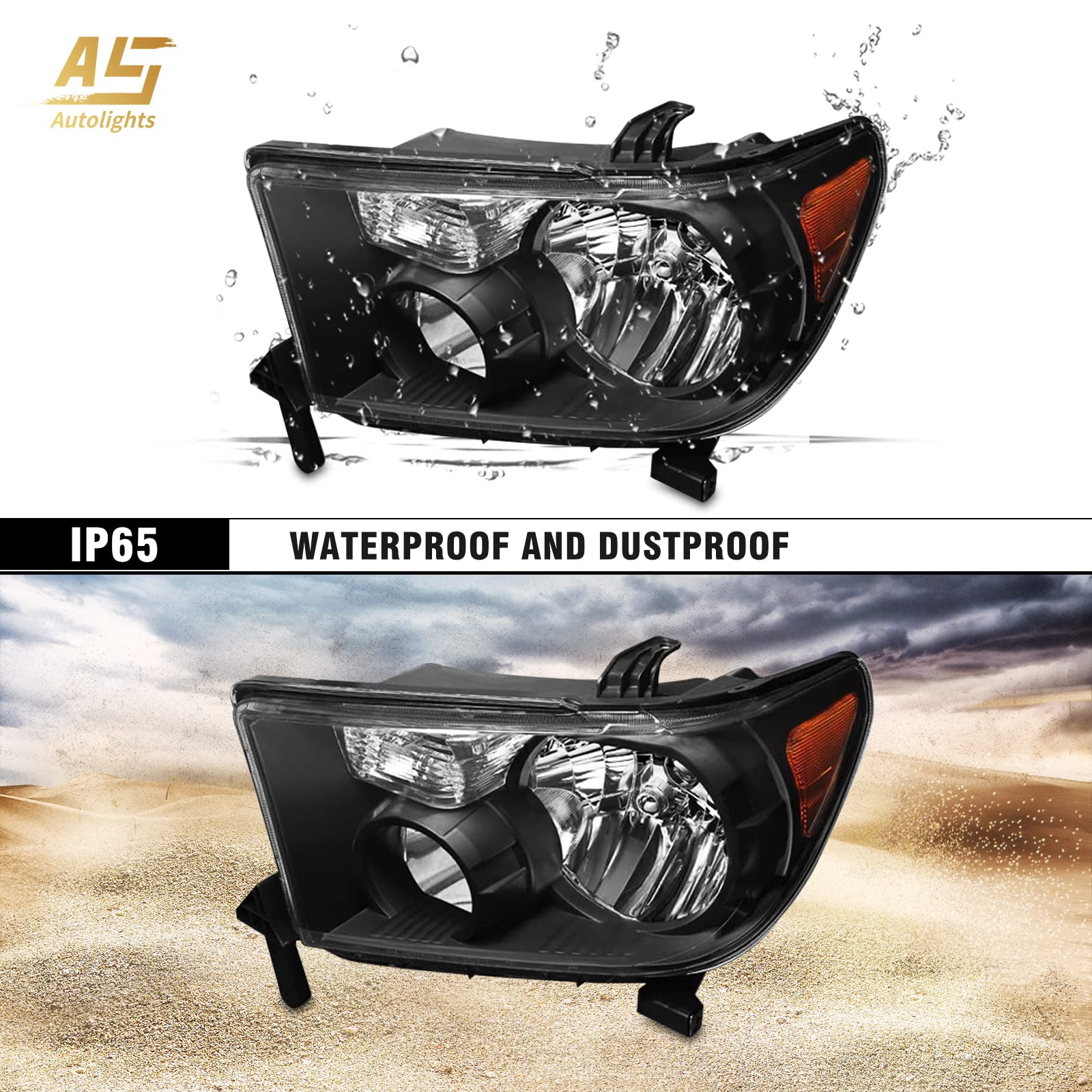 AS Headlight Assembly Compatible 2007-2013 Toyota Tundra Headlight