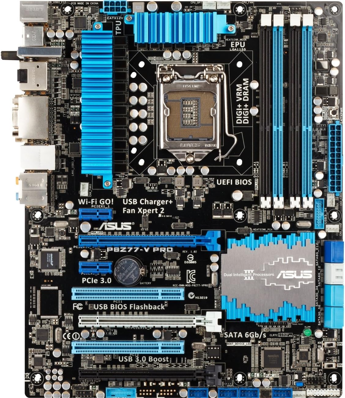 Top-down view of the ASUS P8Z77-V PRO motherboard