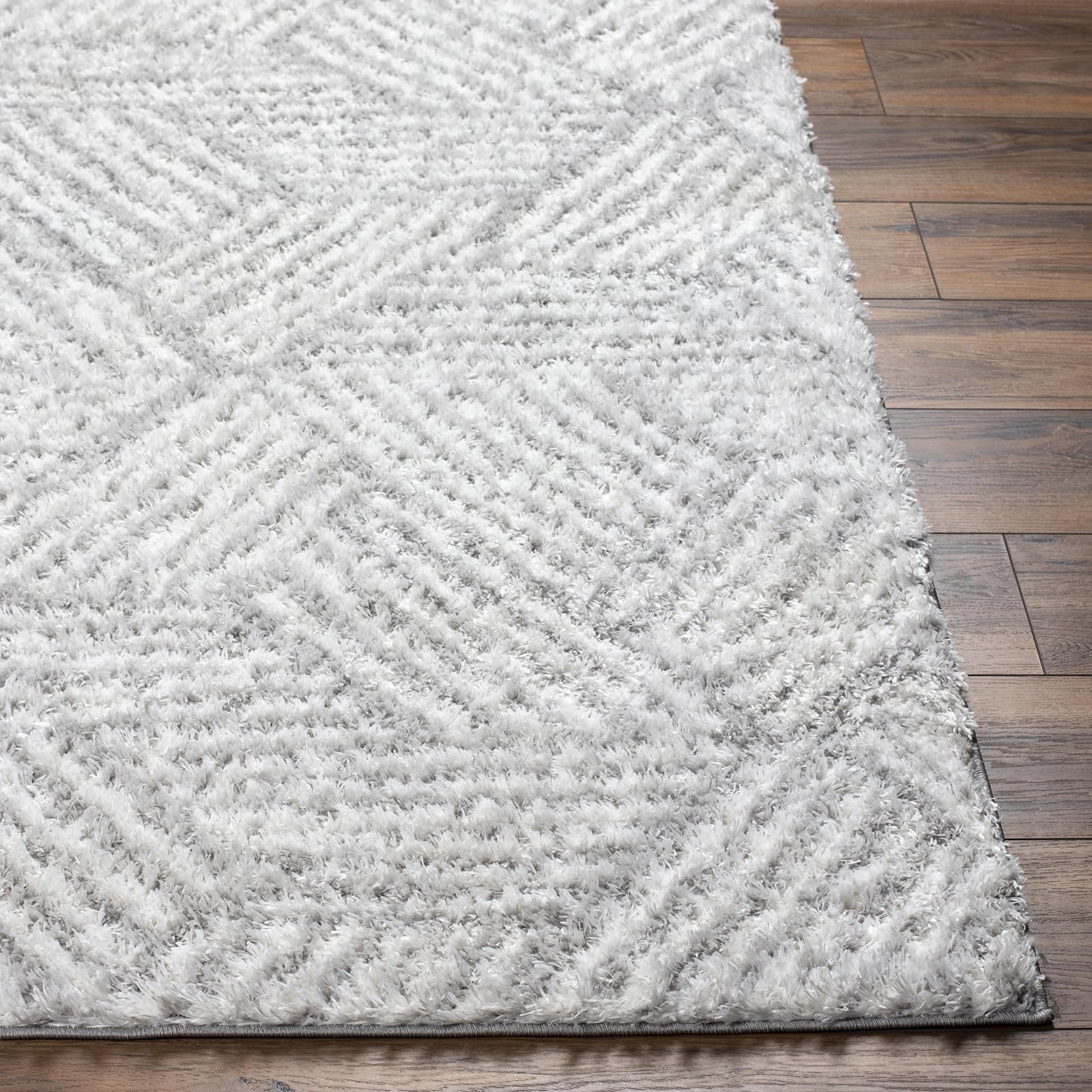 Livabliss Kapan Shaggy Rug - Alfombra Salon Grande Habitacion, Dormitorio - Alfombra Pelo Largo Berber Abstracta, Pelo Grueso y Esponjoso - Alfombra Grande de 160x213cm, Crema, Gris Claro