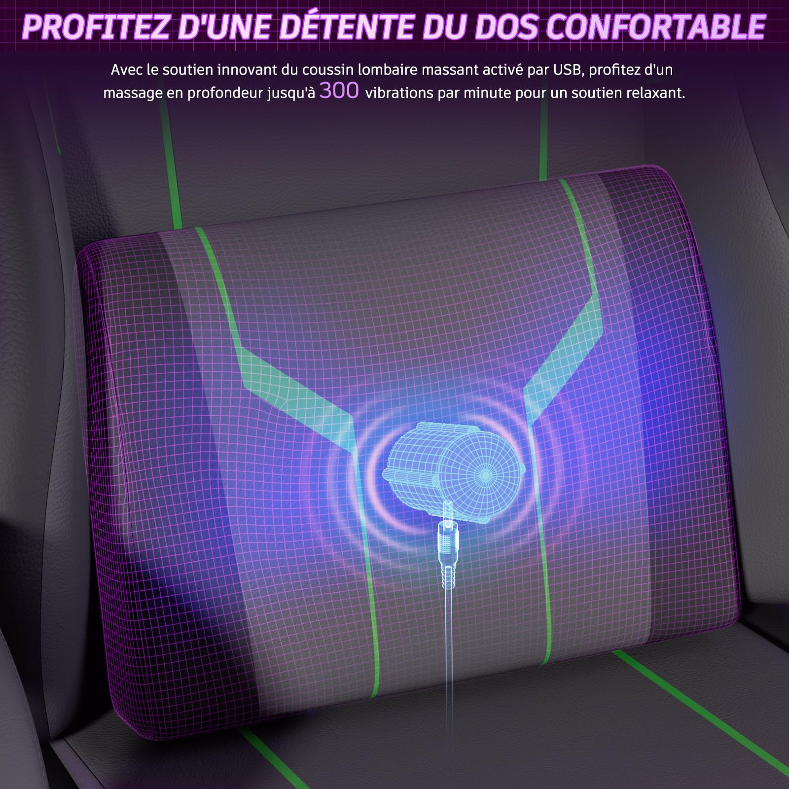 Soontrans Chaise Gaming Fauteuil Gaming avec Massage Lombaire Siege Gaming avec Repose-Pieds Rétractable et Oreiller Dossier Inclinable à 135 Charge 150 kg (Cuir Gris)