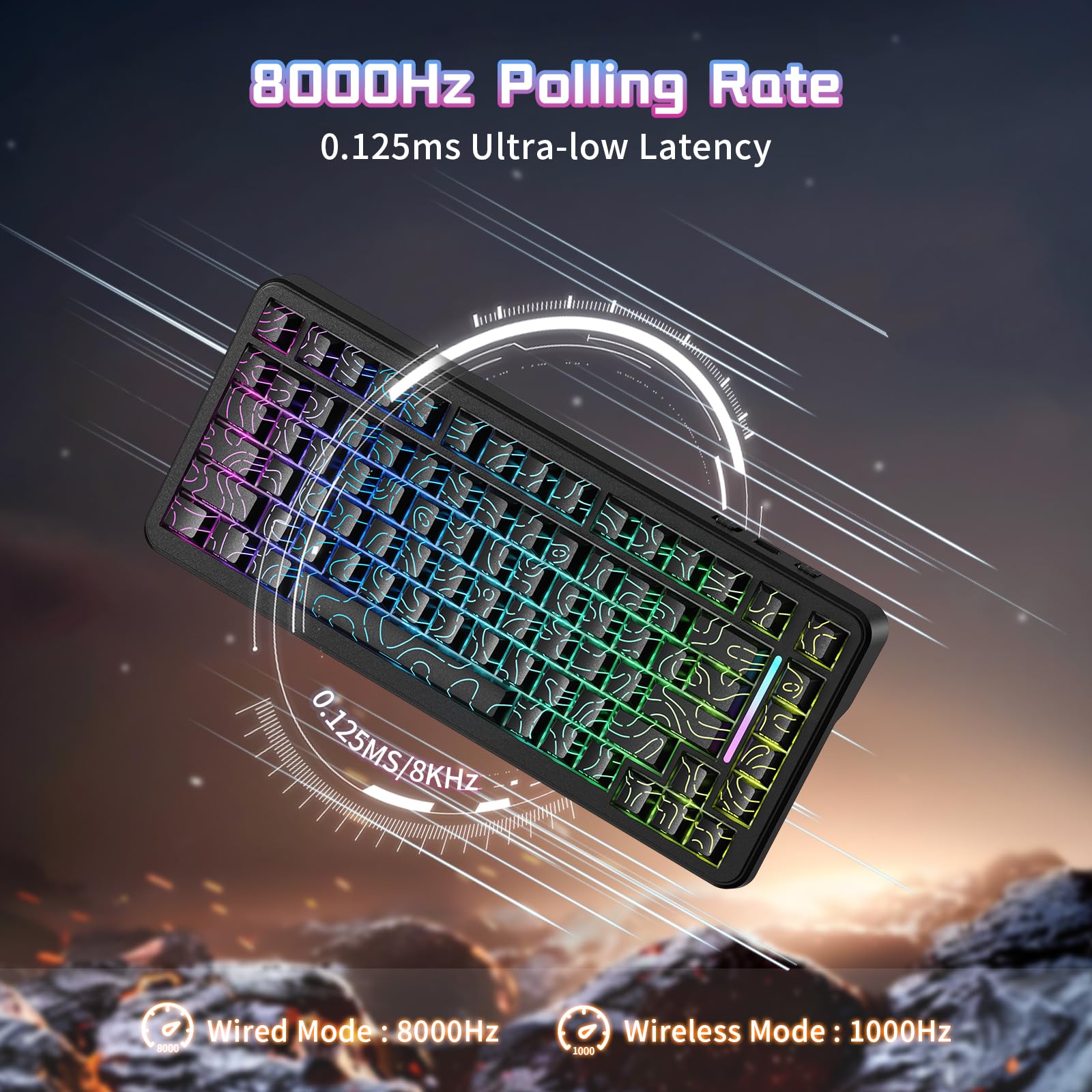 ATTACK SHARK X82PRO HE 75% Wireless Rapid Trigger Gaming Keyboard, Hall Effect Magnetic Switch Keyboard with 0.01mm RT Adjustable Actuation, 8Khz Polling Rate, Hot-Swap, RGB, for PC Gamer (Black)