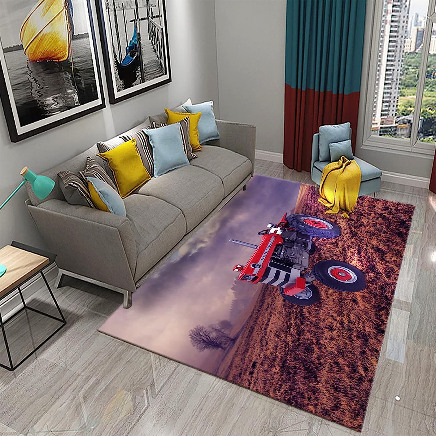 Morbido Tappeto Per La Cameretta Dei Bambini Con Stampa 3D Trattore Agricolo 180 X 280 Cm / 70,86 X 110,2 Pollici - Tappeto Antiscivolo A Pelo Corto - Lavabile - Antimacchia, Non Perde Peluc -4N5S/Q7Q